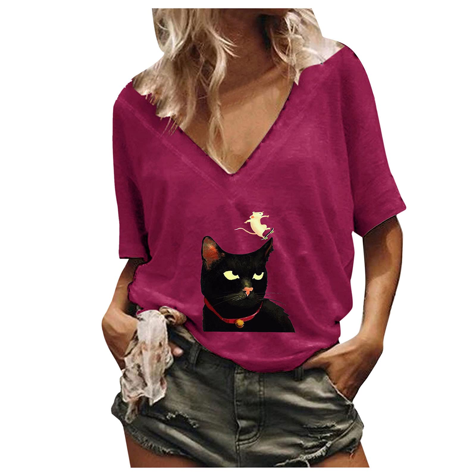 Women's Casual V-Neck Criss Cross T-Shirt - Short & Long Sleeve Blouse Tops for Everyday Wear | Perfect for Work, Date Night & Weekend Outfits