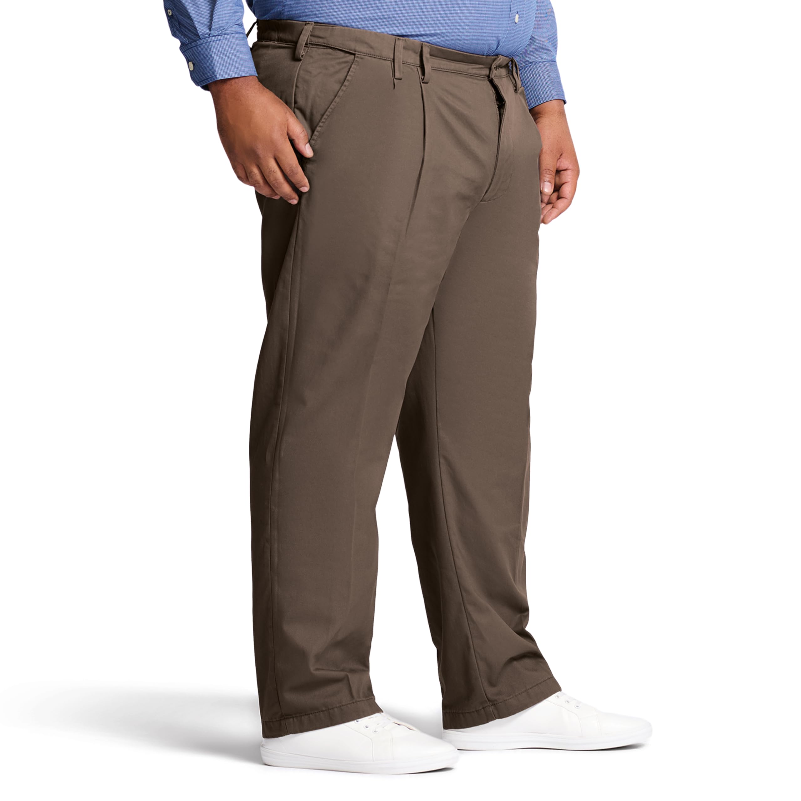IZOD Men's Big & Tall American Chino Double Pleated Dress Pants - Comfortable Office & Casual Wear for Tall Men