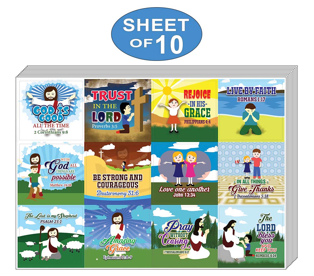 Jesus Bible Stickers (10-Sheet) - Stocking Stuffers for Kids - Bible Study & Church Supplies