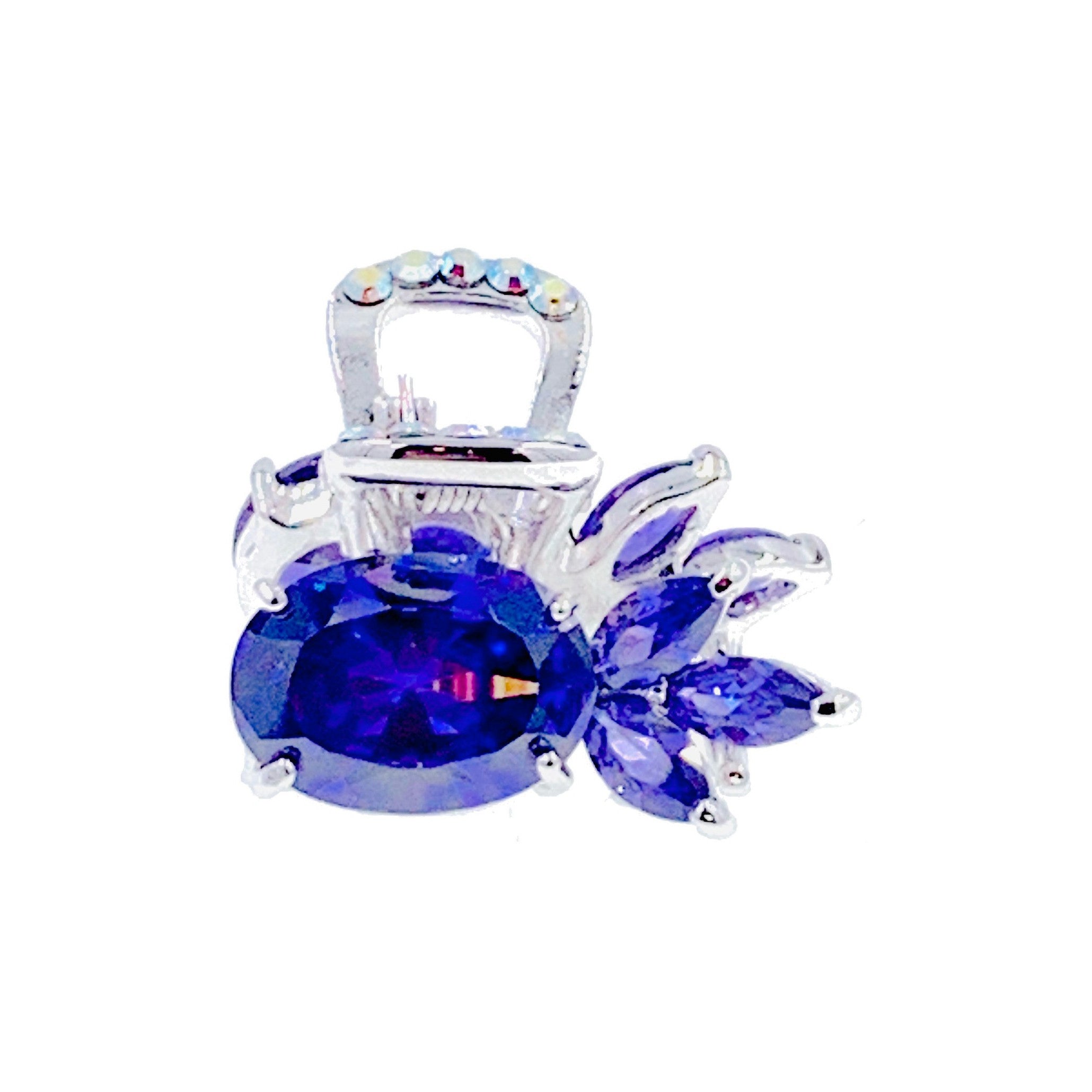 Little Pineapple Hair Claw Clip - Cubic Zirconia CZ Crystal Silver Base in Clear, Blue, Purple, Pink & Amber | Perfect for Parties, Weddings & Everyday Hairstyles