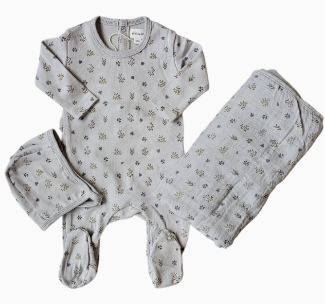 ELY & CO Floral Garden 3-Piece Baby Gift Set for Newborns & Infants (1M-6M) - Perfect for Showers, Birthdays & Special Occasions