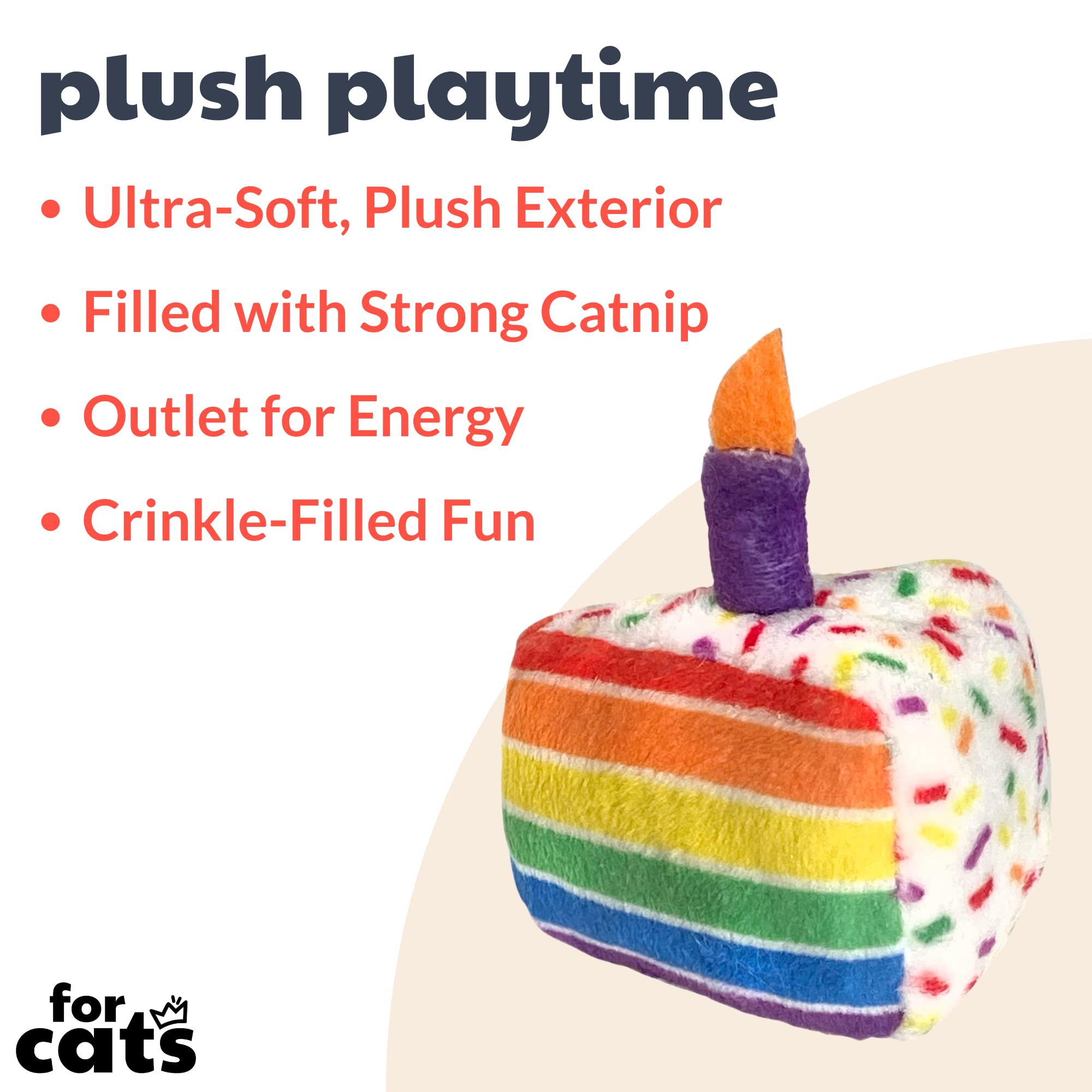 Huxley & Kent Plush Cat Toy with Catnip & Crinkle - Funfetti Cake Birthday Cat Toy for Kittens & Cats | Interactive Strong Catnip Filled Toy for Playtime, Gifts & Kitty Enrichment | Perfect for Birthday Parties, Play Sessions & Training Rewards