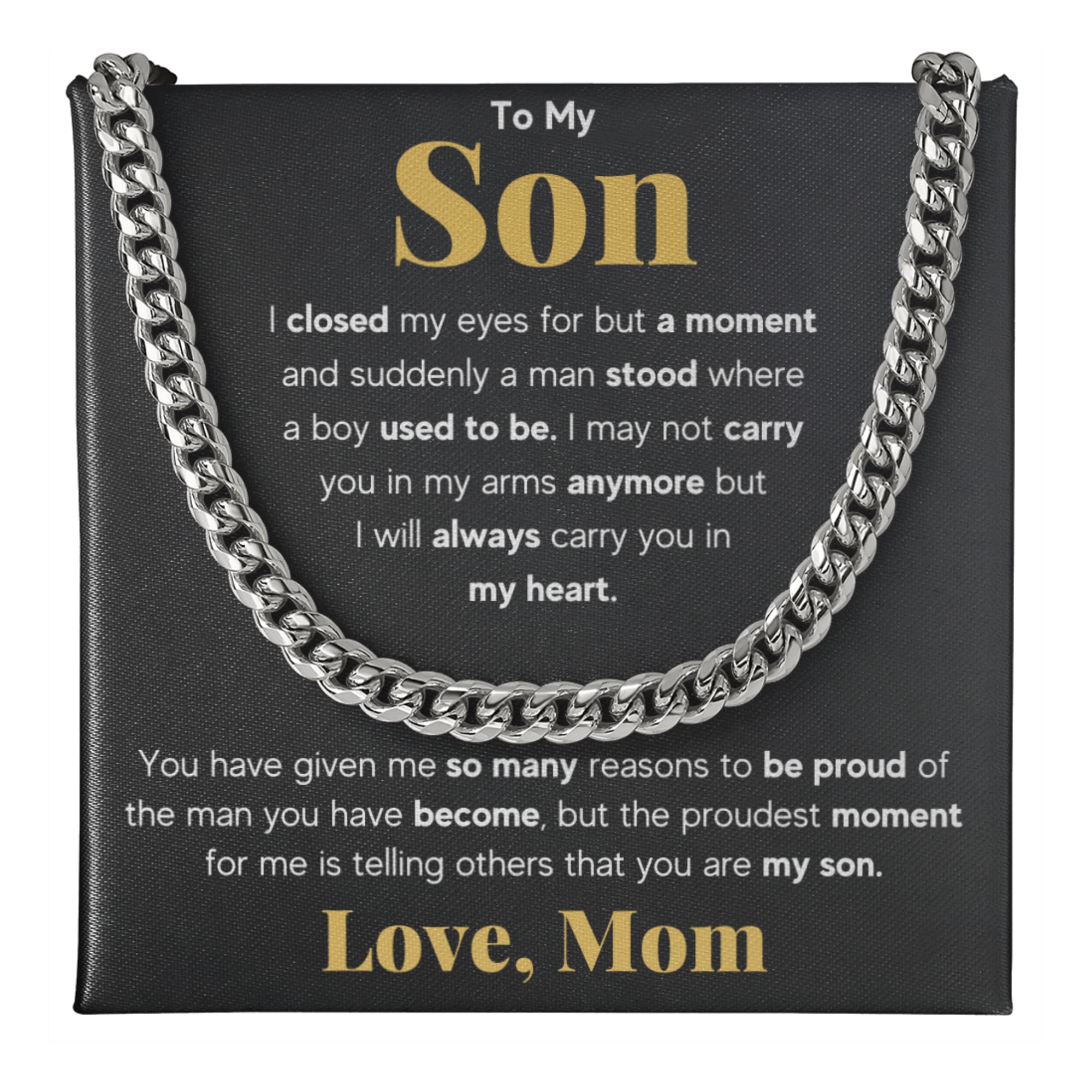 Mom & Son Necklace Gift - Cuban Link Chain for Birthday, Graduation & Christmas