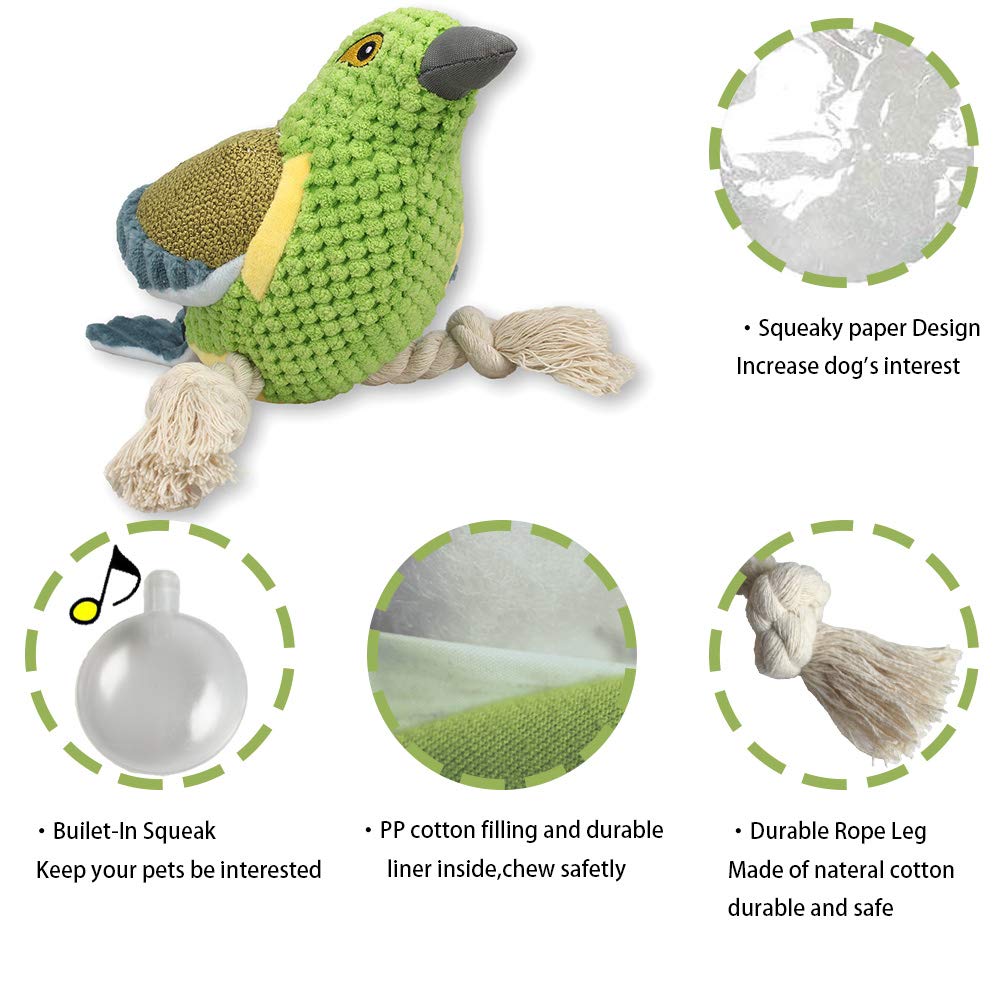 Durable Squeaky Dog Chew Toy - Bite Resistant Plush Pet Toy with Squeaker & Crinkle Paper for Small, Medium & Large Dogs | Interactive Play & Teeth Cleaning for Puppies | Indoor & Outdoor Use for Active Pets