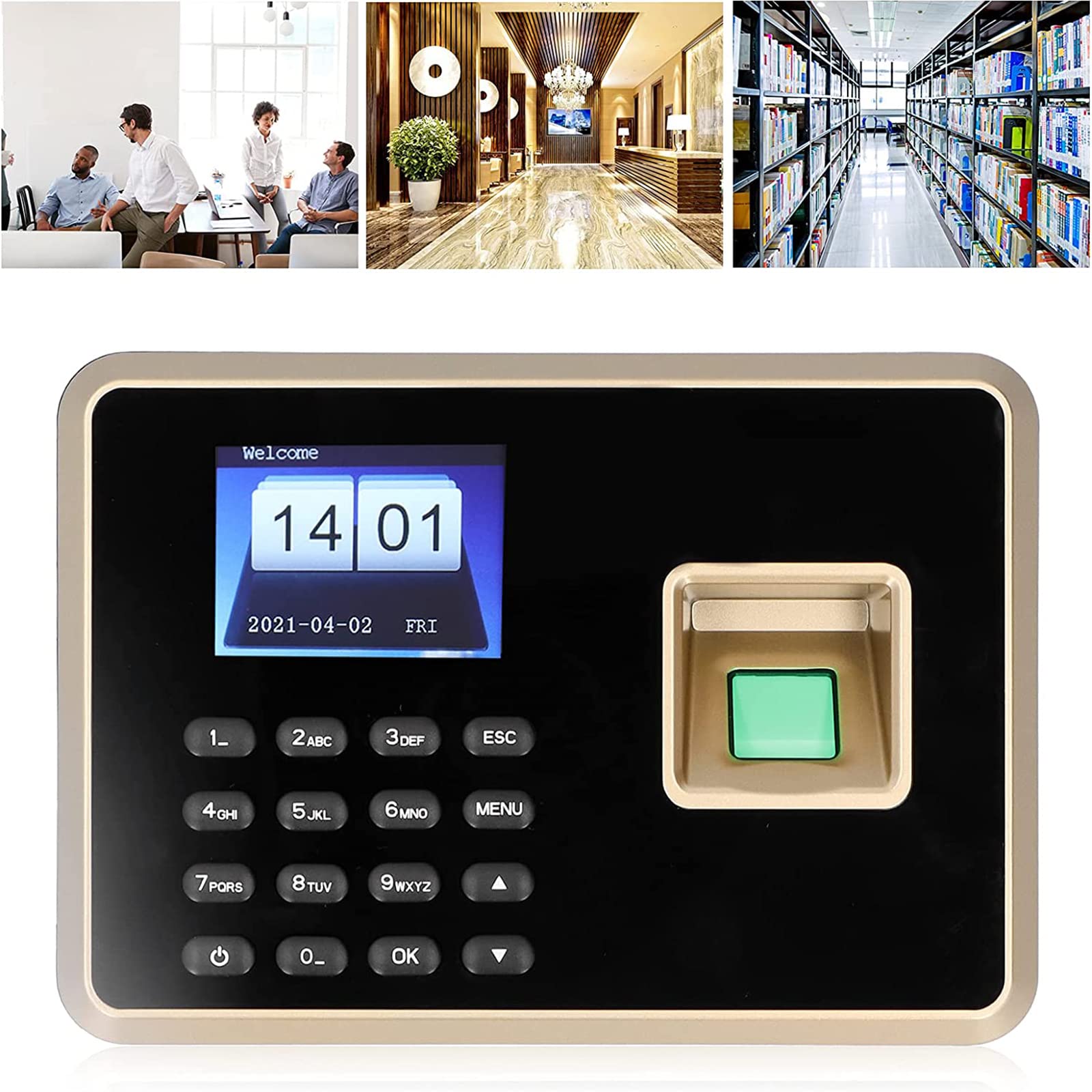 Biometric Fingerprint Time Clock for Employees - 2.4in Attendance Machine with Password Protection & Automatic Report Generation | USB Download Office Punch Clock for Small Businesses | Perfect for Retail Stores, Restaurants, and Workplaces