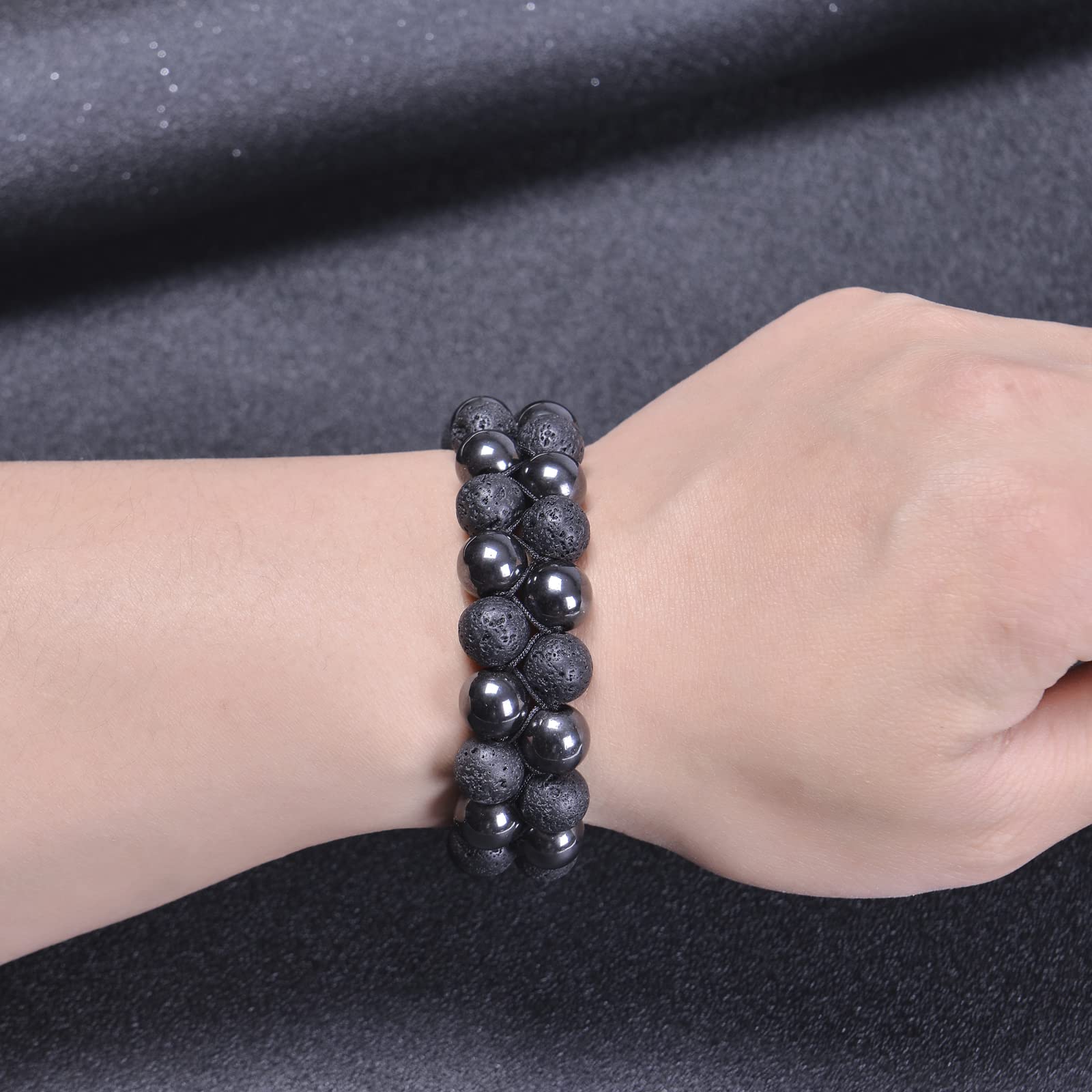 GelConnie 7 Chakra Lava Rock Bracelet - 8mm Natural Stone Healing Beads for Stress Relief, Anxiety & Yoga - Aromatherapy Essential Oil Diffuser Bangle - Perfect for Meditation, Spiritual Healing & Daily Wellness