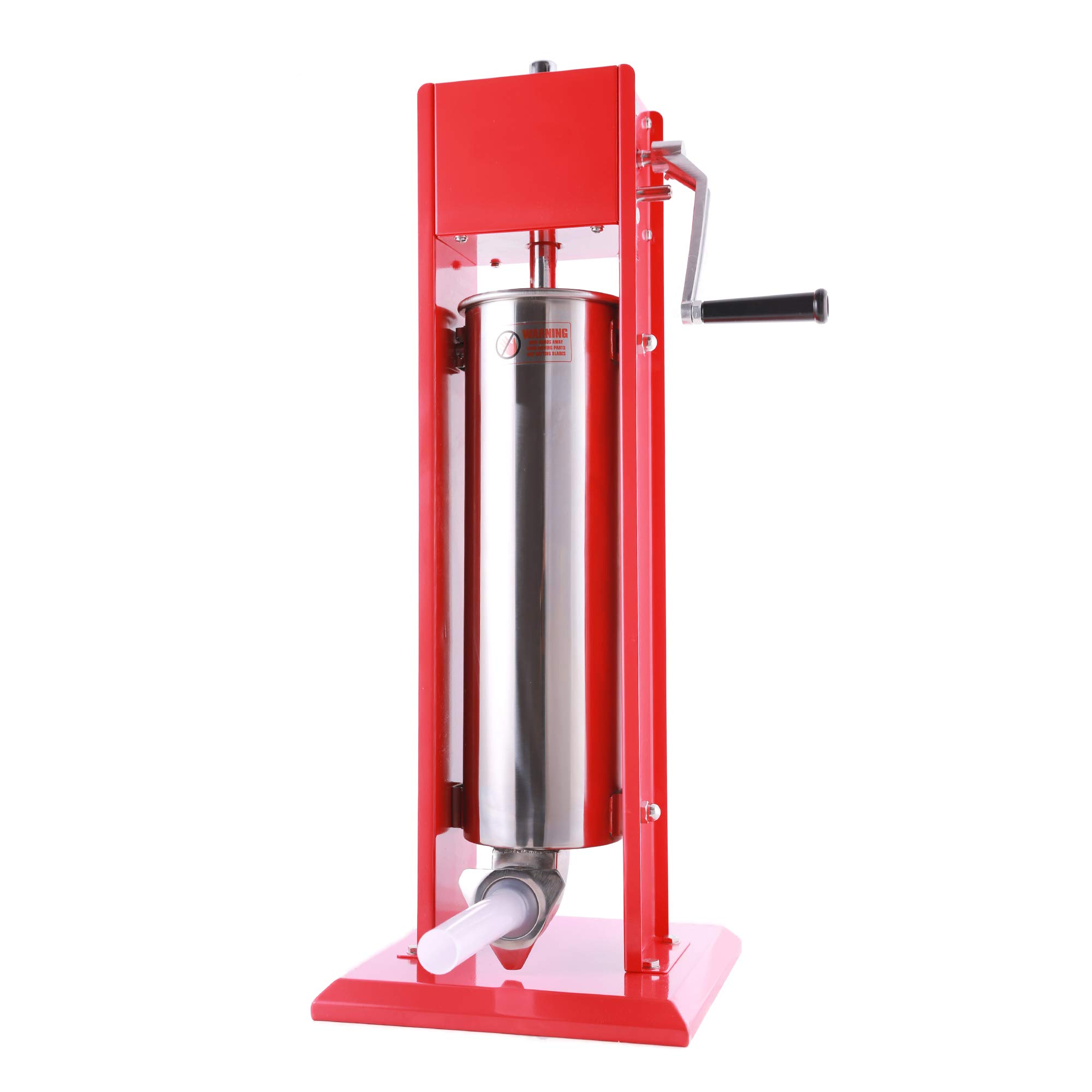 Premium Stainless Steel Vertical Sausage Stuffer - 15Lb/7L Capacity Sausage Maker with Red Body - Perfect for Home Kitchen, Butcher Shop & Commercial Food Processing