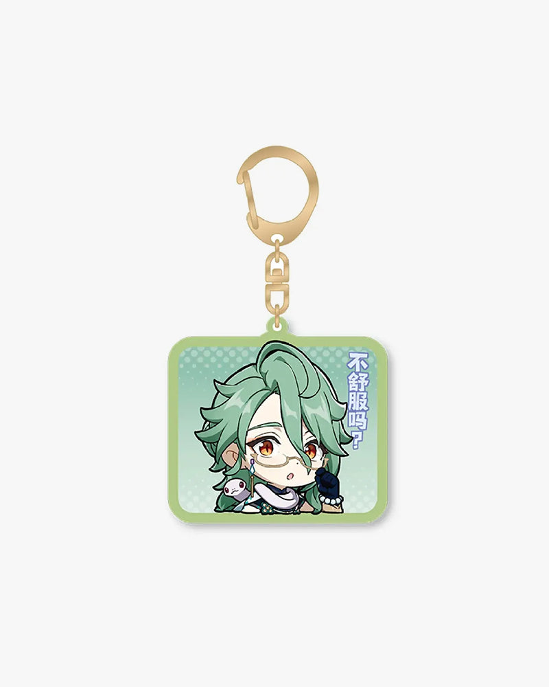 Genshin Impact© Chibi Character Acrylic Keychain Set of 2 - Cute Anime Collectible for Backpacks, Keys, and Cosplay Accessories