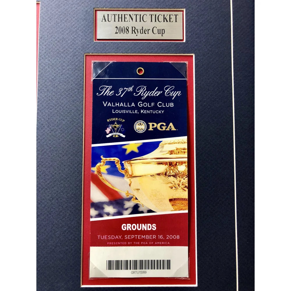 Authentic 2008 Ryder Cup Framed Ticket Collage with COA - Phil Mickelson & Tiger Woods PGA Golf Memorabilia - Perfect for Golf Fans, Man Cave Decor & Sports Collectibles