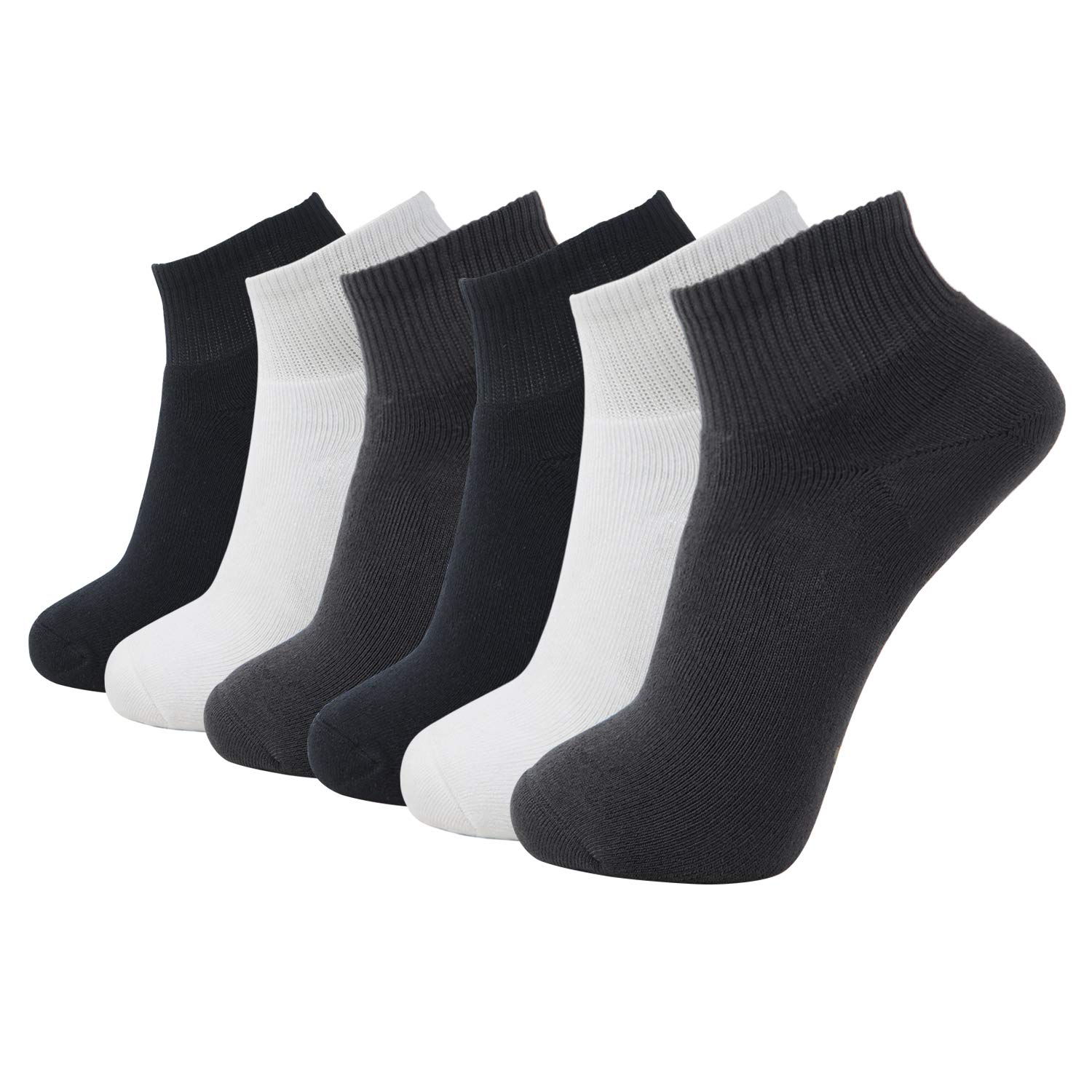 6 Pack Men's Bamboo Ankle Socks - Heavy Cushion Work & Athletic Socks with Moisture Wicking - Breathable Comfort for Construction, Running, Hiking & Daily Wear