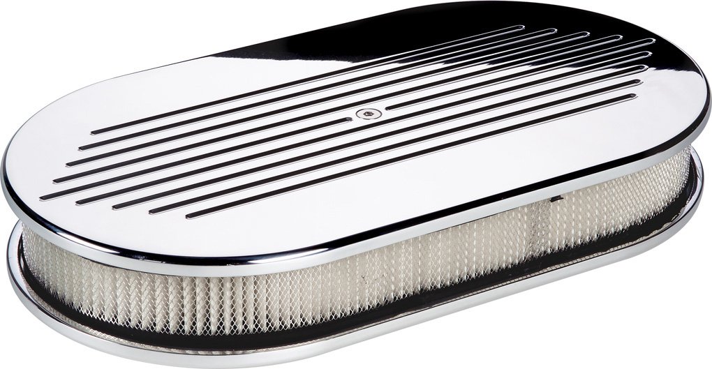 Billet Specialties 15420 Large Oval Ball Milled Air Cleaner - High Performance Air Intake Filter for Muscle Cars & Hot Rods - Perfect for Street Racing & Car Shows