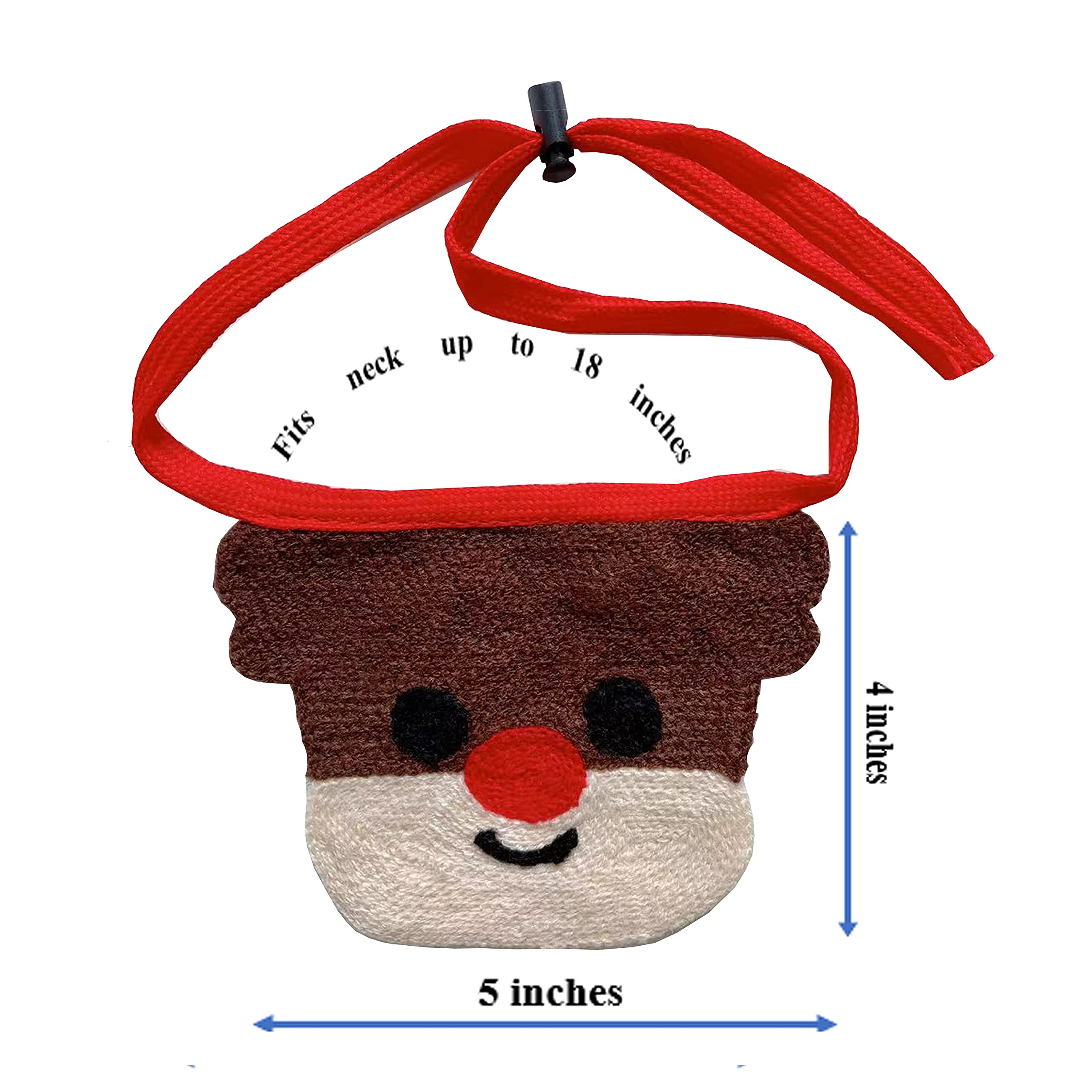 Adjustable Christmas Hat & Bandana Bib Costume for Small Dogs & Cats - Reindeer Holiday Pet Outfit for Christmas Photos & Party Dress Up