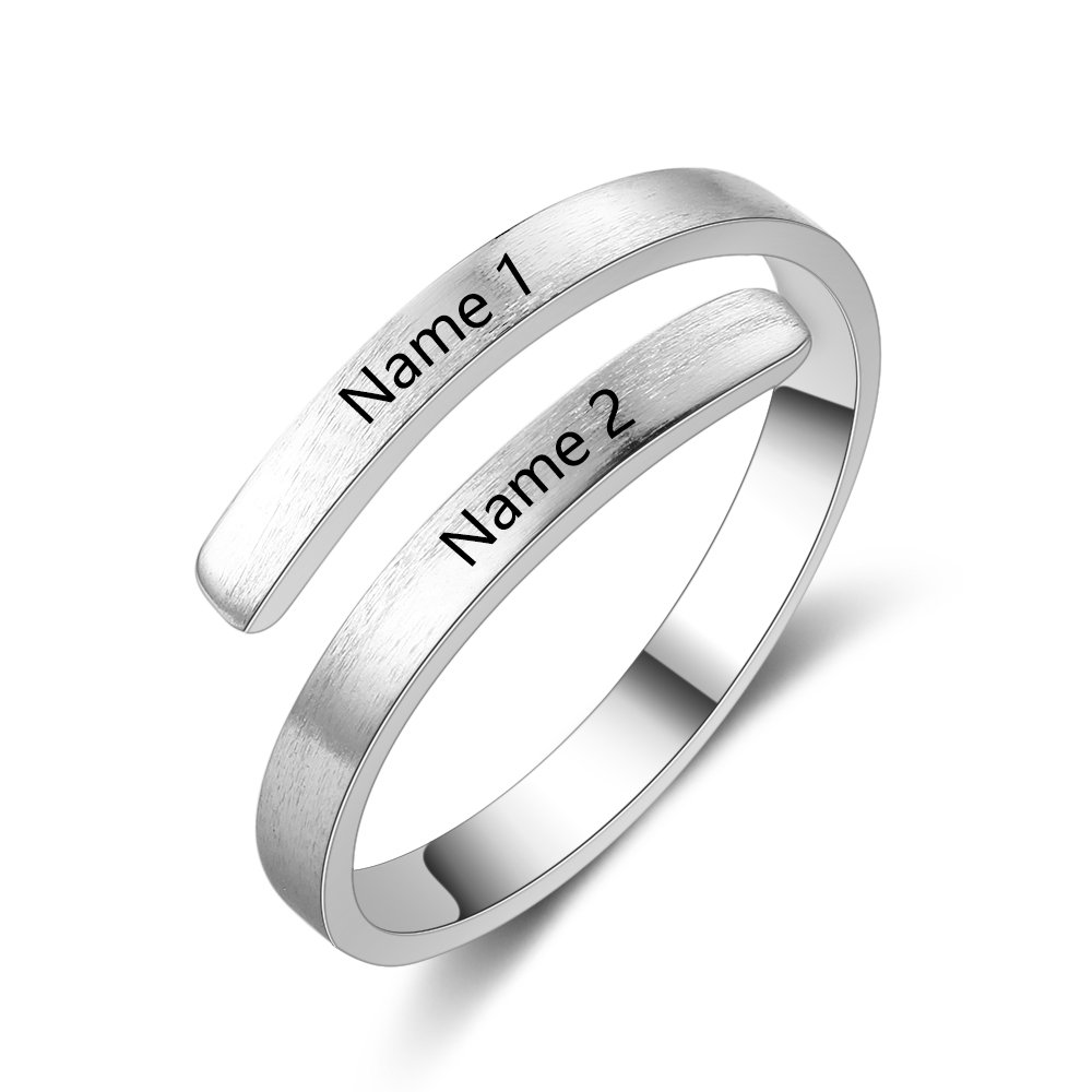 Personalized Adjustable Name Rings for Women - Free Engraved BFF Jewelry Gift Set (2 Names) | Best Friend Spiral Rings for Anniversary, Birthday & Special Occasions