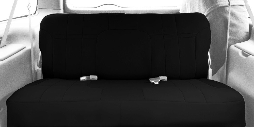 CalTrend NeoSupreme Front Bench Seat Covers for 2001-2004 Toyota Tacoma - Black with Black Insert & Trim | Durable Car Seat Protectors for Work Trucks & Off-Road Adventures
