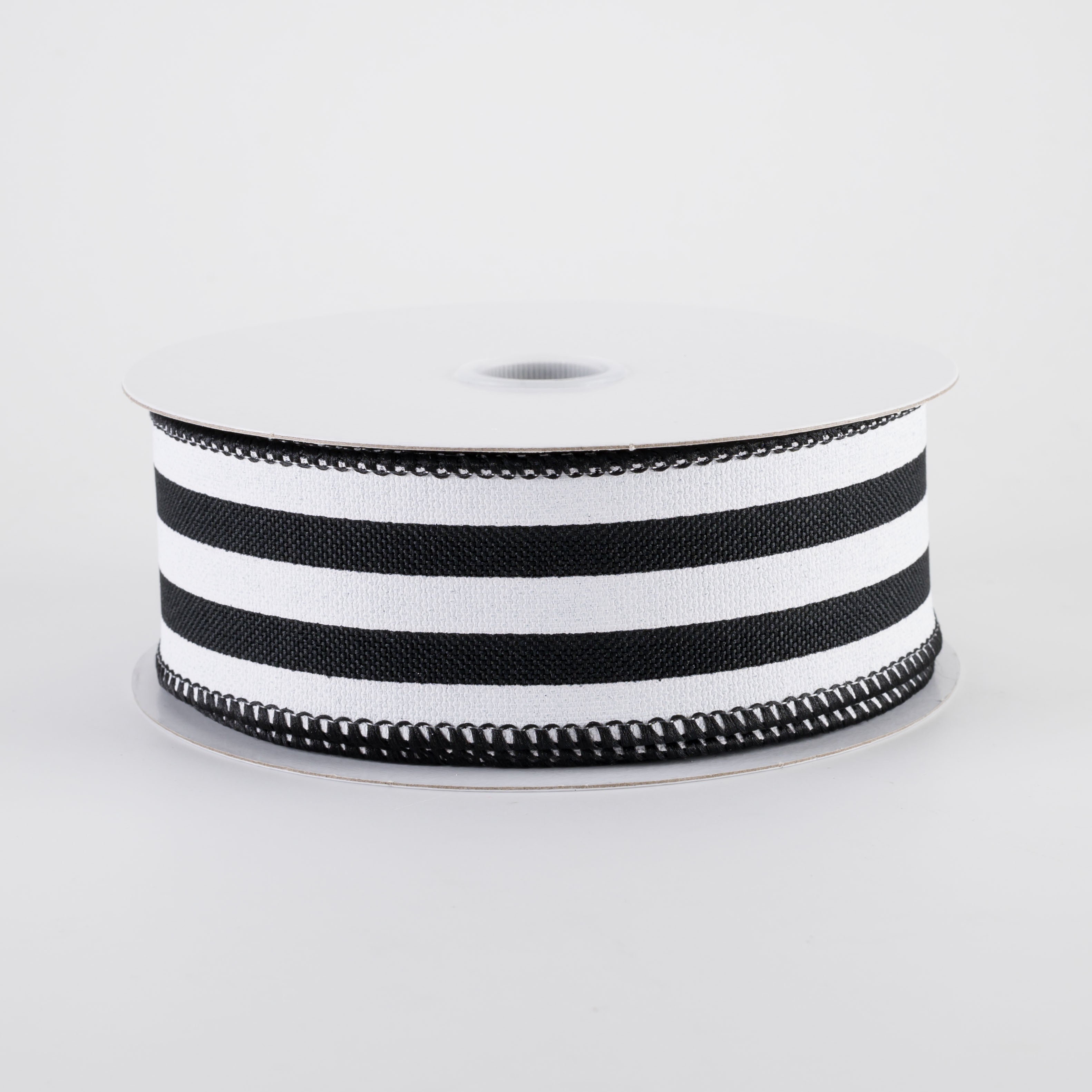 1.5 Inch Linen Wide Cabana Stripes Ribbon - Black & White (10 Yards) for Gift Wrapping, DIY Crafts, Party Decorations & Hair Accessories