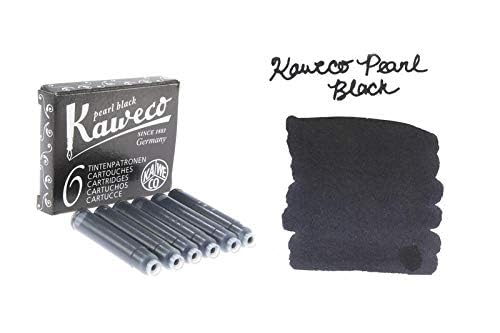 Kaweco AL Sport Fountain Pen with Fine Nib - Brass Body + 6 Black Ink Cartridges Gift Set for Writing, Journaling & Office Use