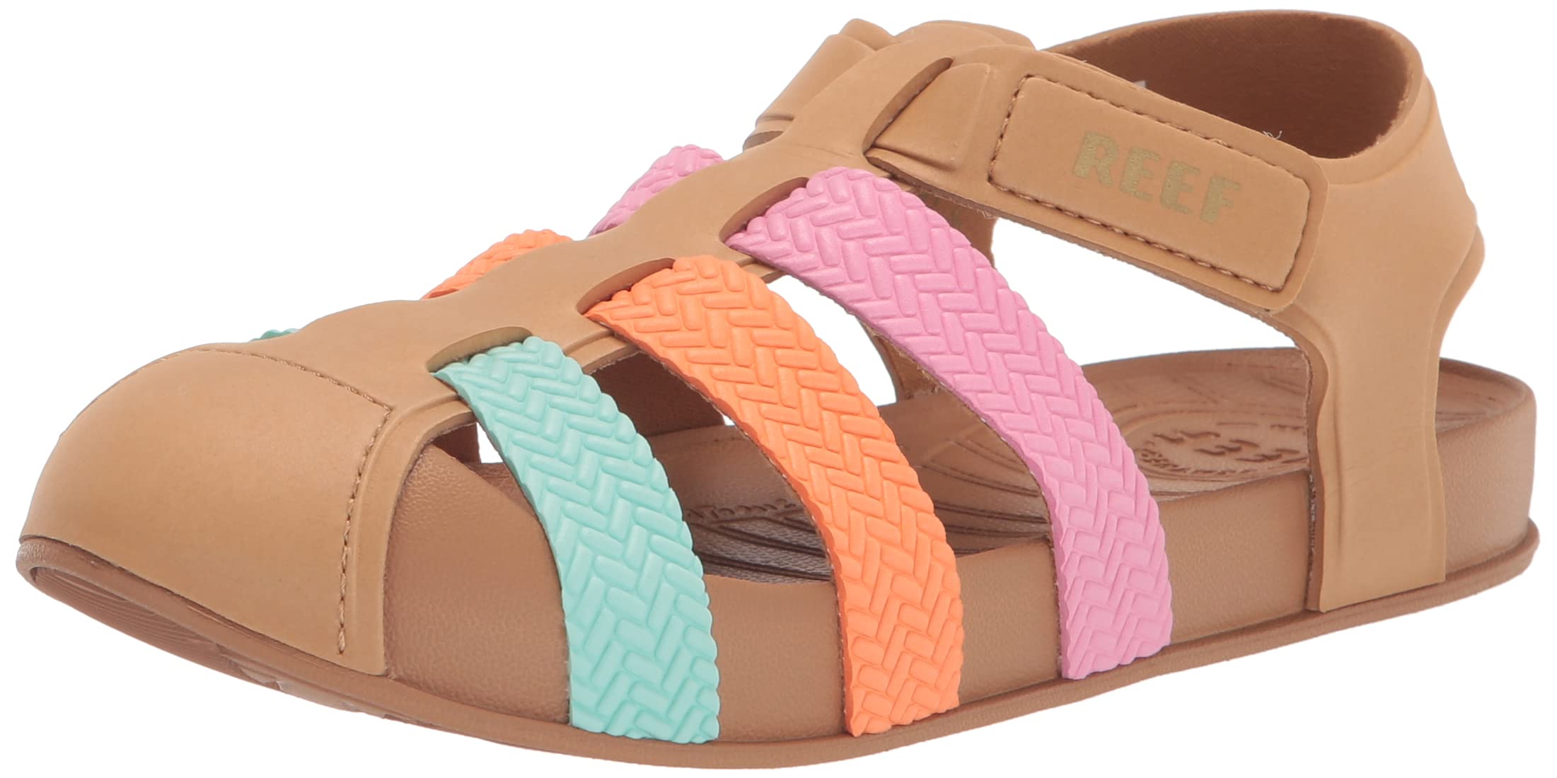 REEF Kids' Water-Friendly Beach Fisherman Sandal with Adjustable Velcro Strap & Closed Toe Design for Beach, Pool, and Outdoor Adventures