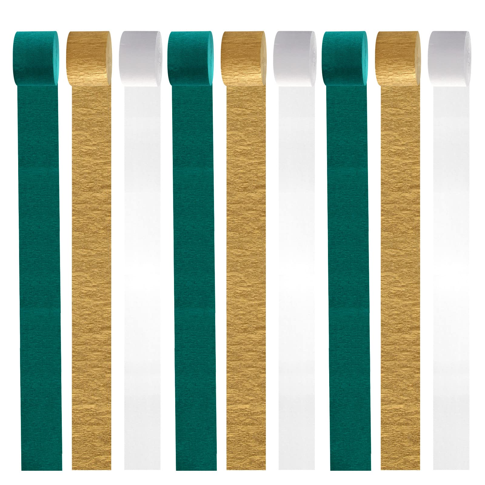 Teal & Turquoise White Gold Crepe Paper Streamers - 9 Rolls Party Decorations for Women's Birthday, Graduation, Wedding, Bridal Shower, Bachelorette & Baby Shower | Perfect for Ceiling Garlands, Wall Decor & Party Backdrops
