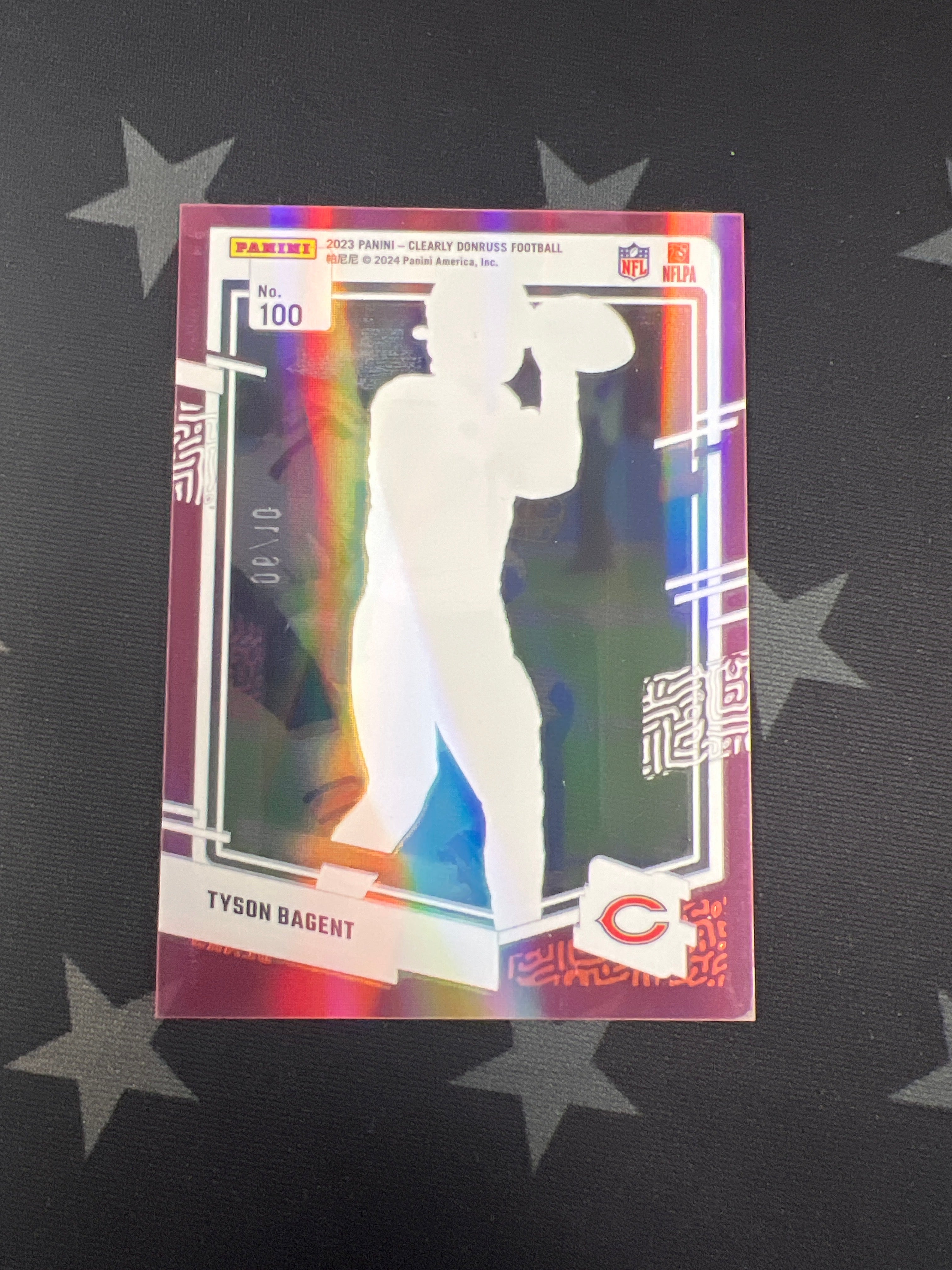 2023 Panini Clearly Donruss Tyson Bagent Rookie Card #100 Pink Parallel 6/10 - Rare Collectible for Sports Memorabilia & Trading Card Enthusiasts