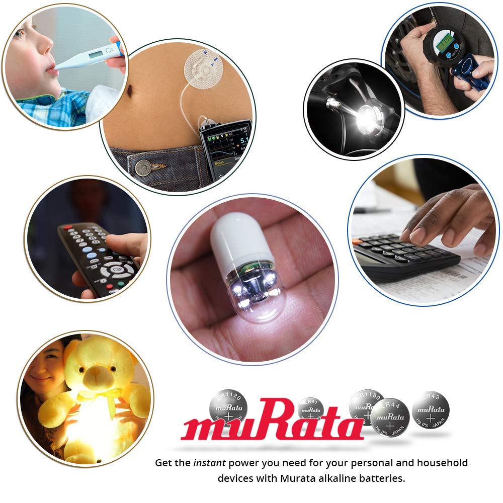 Murata LR1130 AG10 389A 1.55V Alkaline Button Cell Batteries (5-Pack) - Perfect for Watches, Calculators, Toys & Small Electronics