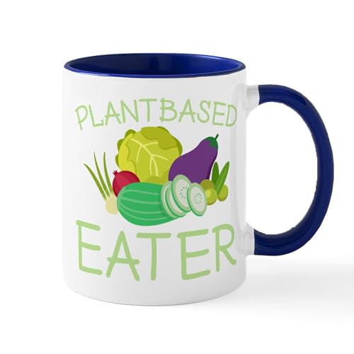 White/Navy Inside - Vegetarian Plantbased Eater Vegan Mugs