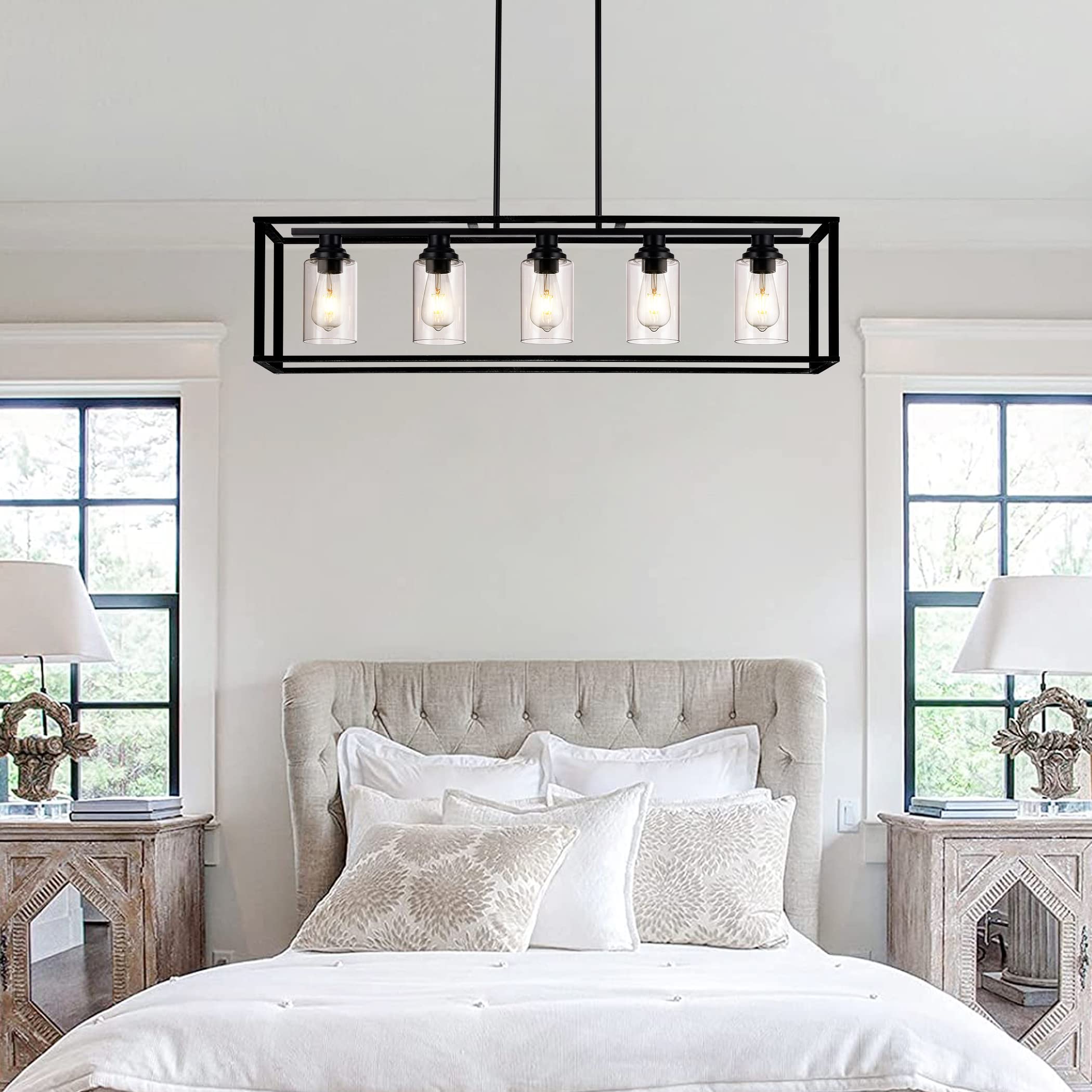 5-Light Black Linear Chandelier - 41