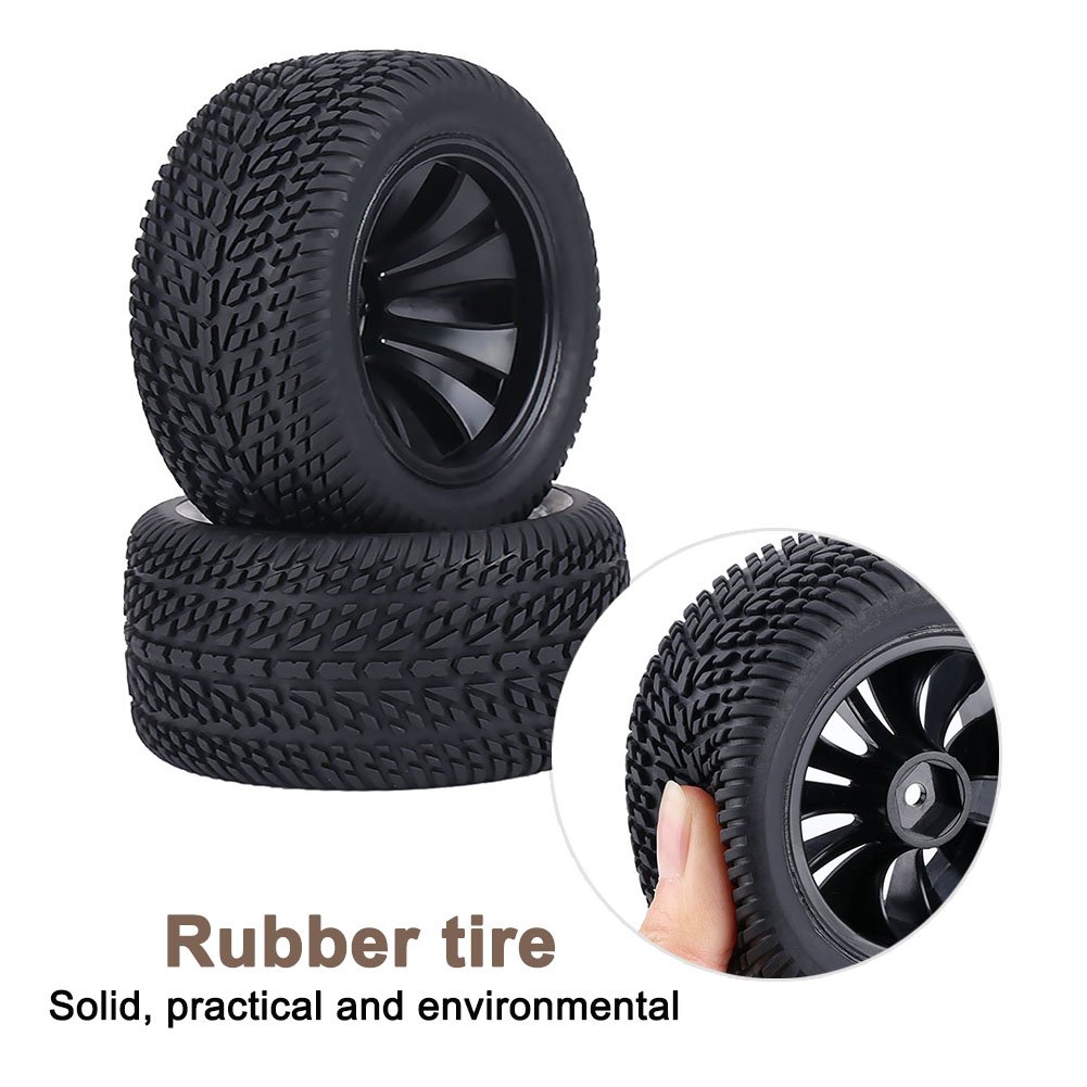 VGEBY 2Pcs 1:12 Scale RC Car Tires - Durable Rubber Off-Road Tires with Plastic Hubs for RC Racing Cars, Trucks & Deformation Models | Perfect for Outdoor Racing, Crawling & Off-Road Adventures