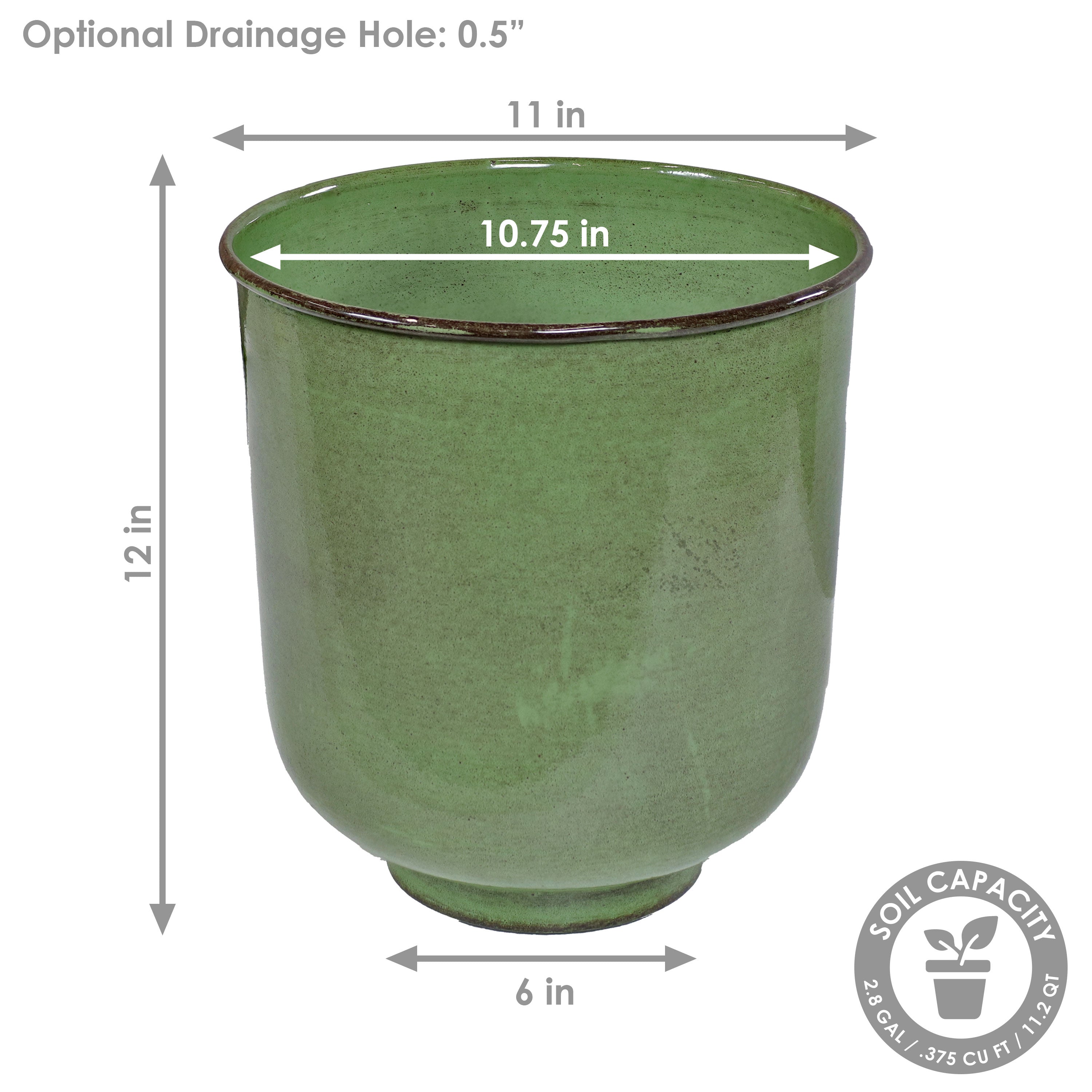Sunnydaze Vivian Metal Outdoor Plant Pots - 11 Inch Rust-Resistant Garden Planters for Patio, Deck & Balcony Decor - Perfect for Flowers, Succulents & Herbs