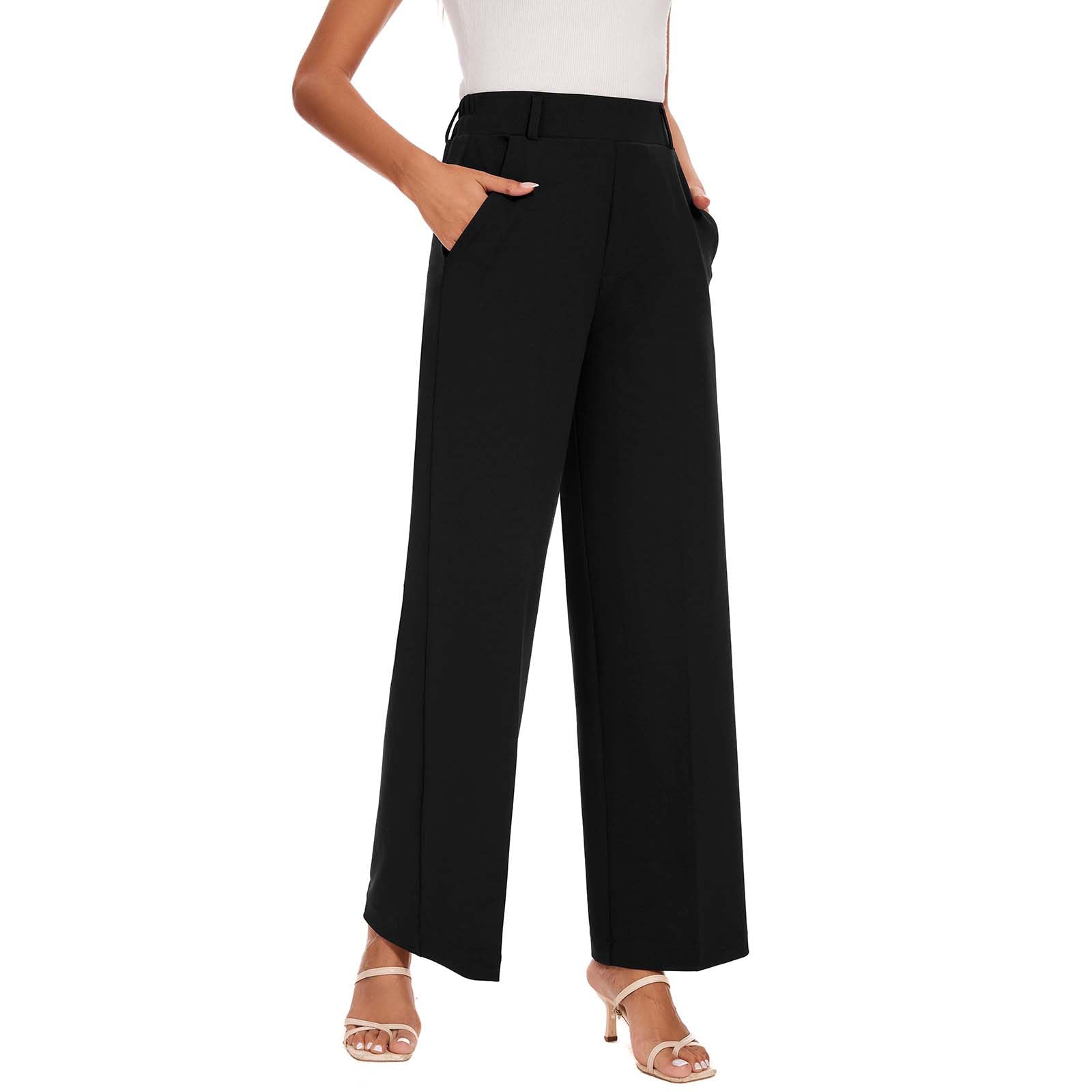 High Waisted Wide Leg Dress Pants for Women - Business Casual Work Trousers with Pockets - Office Wear & Professional Attire for Formal Meetings & Corporate Events