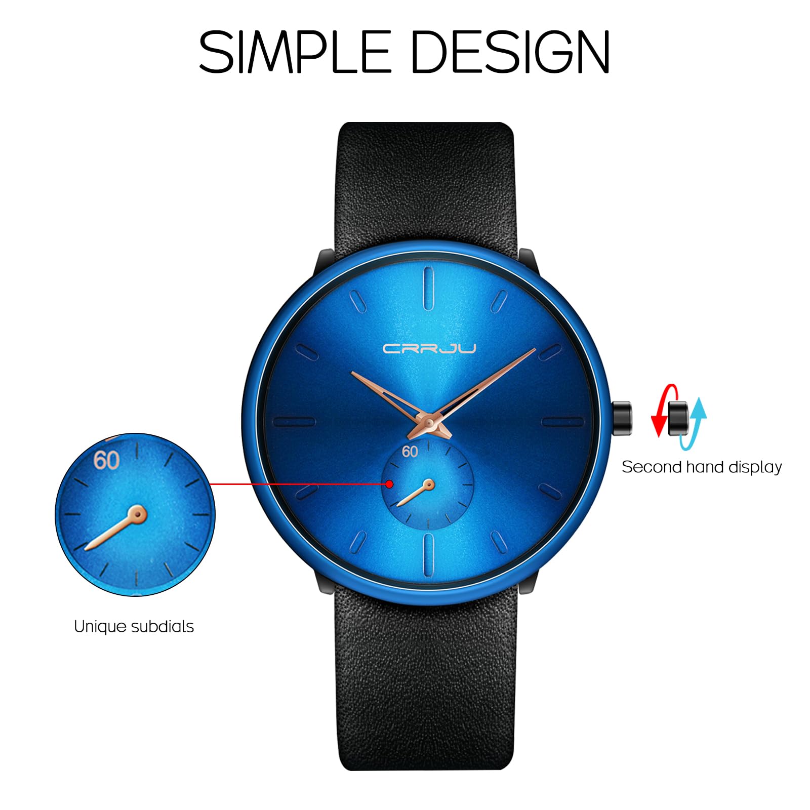 Ultra-Thin Minimalist Waterproof Men's Watch - Slim Dress Watch with Genuine Leather Band for Business & Casual Wear | Unisex Wristwatch for Office, Dating & Everyday Use
