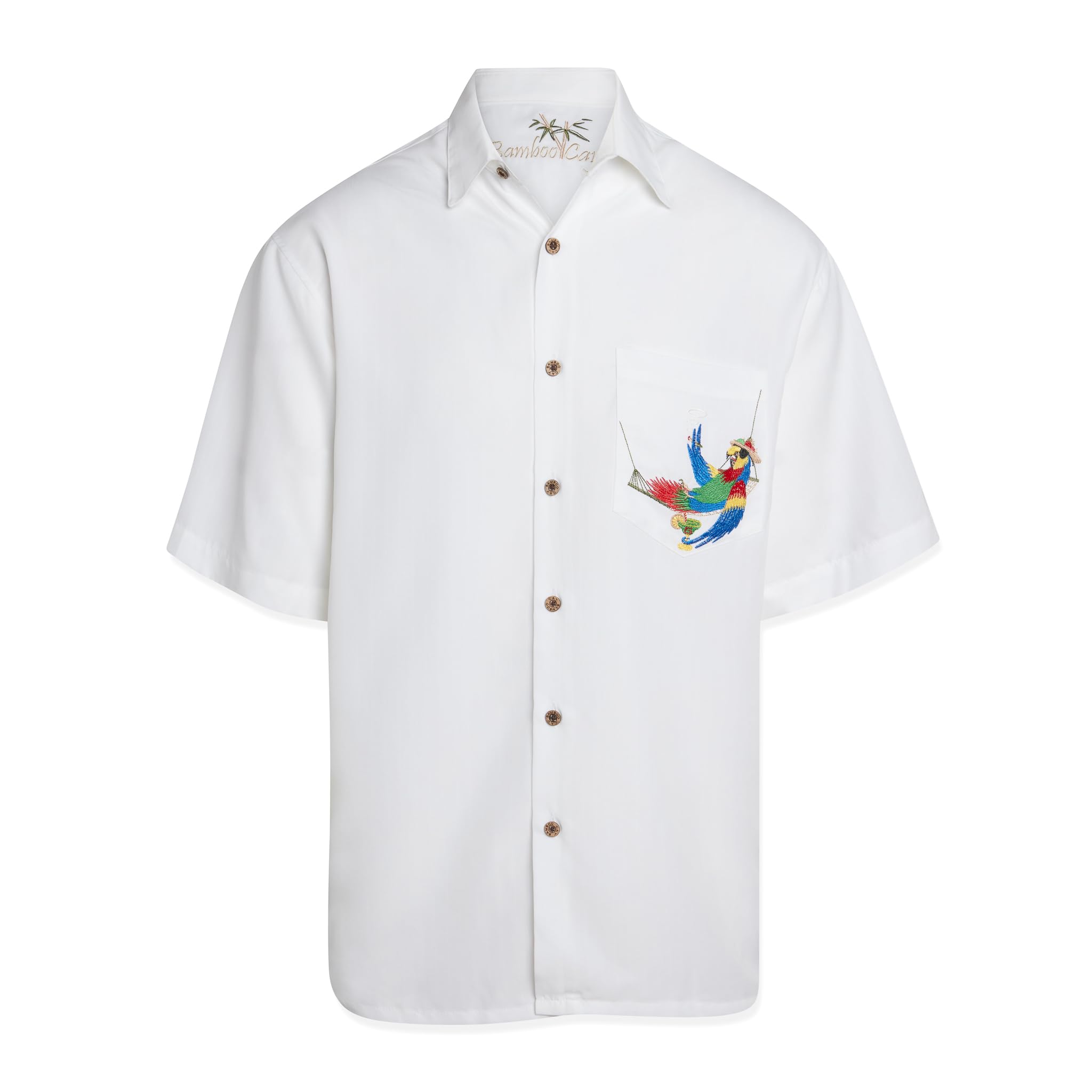 Bamboo Cay Men's Short Sleeve Casual Embroidered Button Up Shirt - Always 5 O'Clock Style - Perfect for Beach Outings, Summer Parties & Casual Office Wear