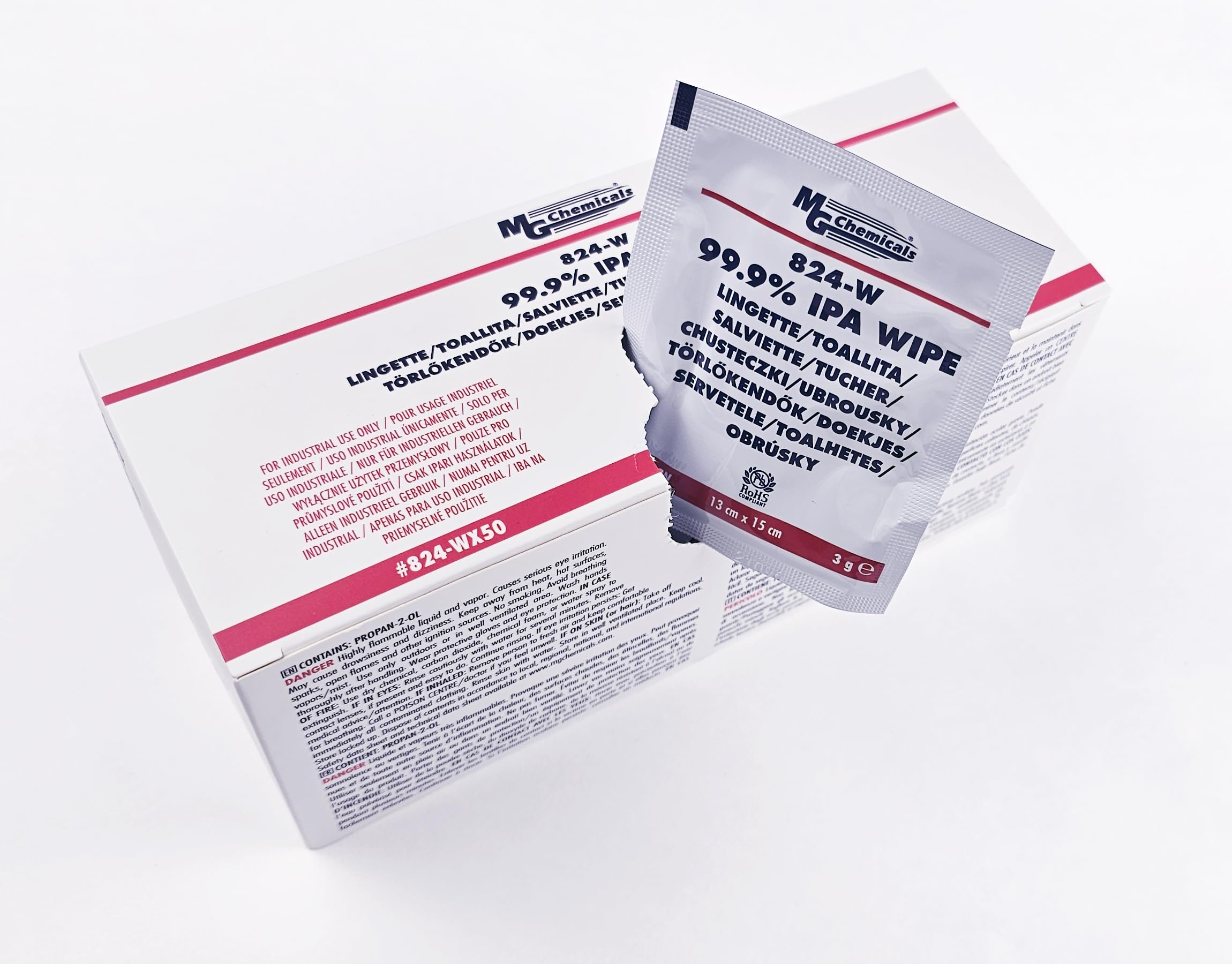 MG Chemicals 824-W 99.9% Isopropyl Alcohol Wipes, 6