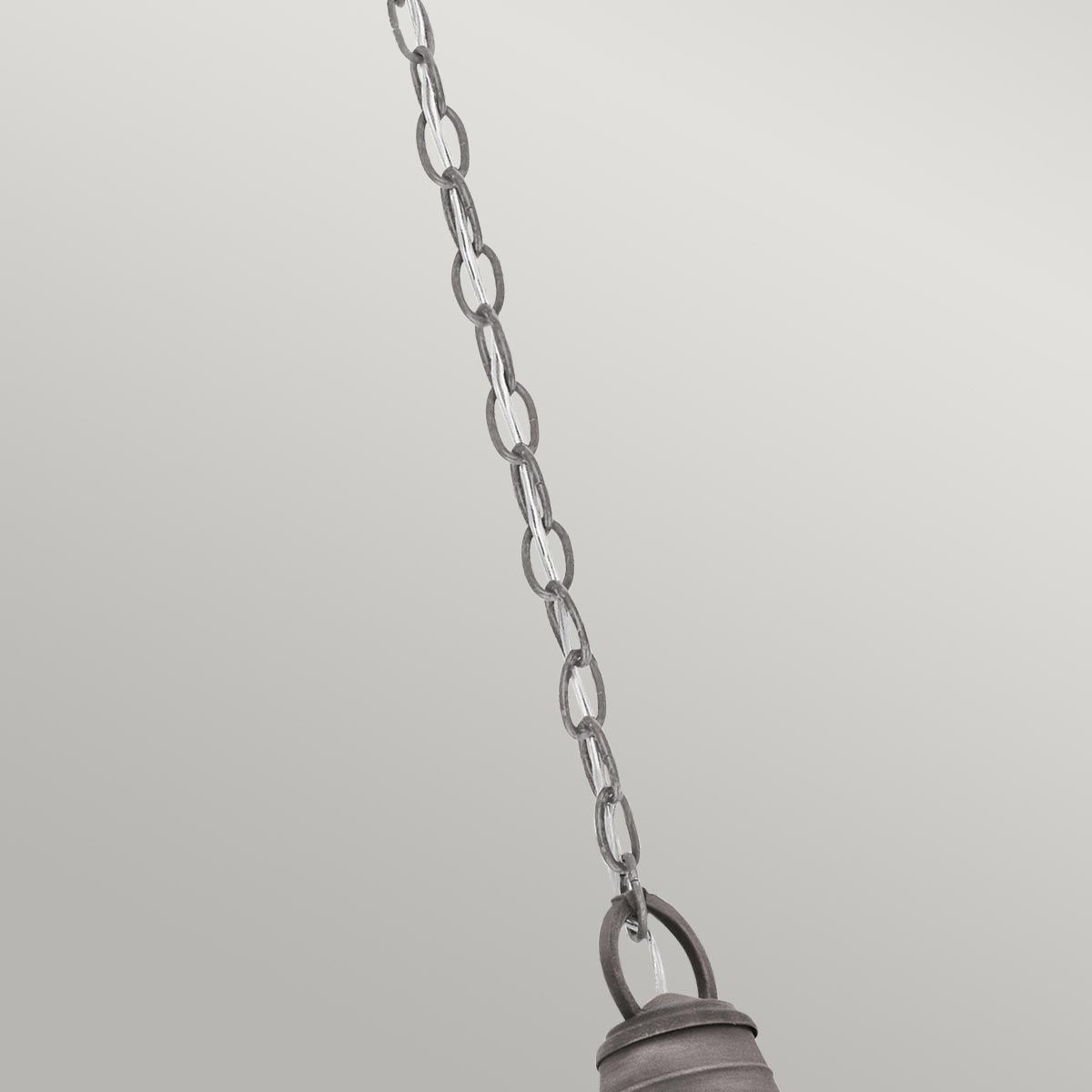 Bridge Point 1 Light Small Chain Lantern - Weathered Zinc/Natural Brass Finish, IP44 Rated, E27 Socket - Perfect for Porch, Patio, and Garden Lighting