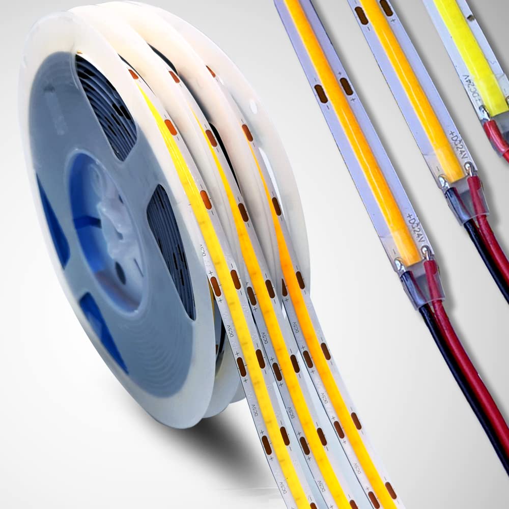 Premium 24V DC COB UHB LED Strip - High Density Flexible Tape with CRI 90 (3000K/4000K/6000K Options) - 5M 528 LEDs/m Cool White 6000K for Home, Office & Commercial Lighting