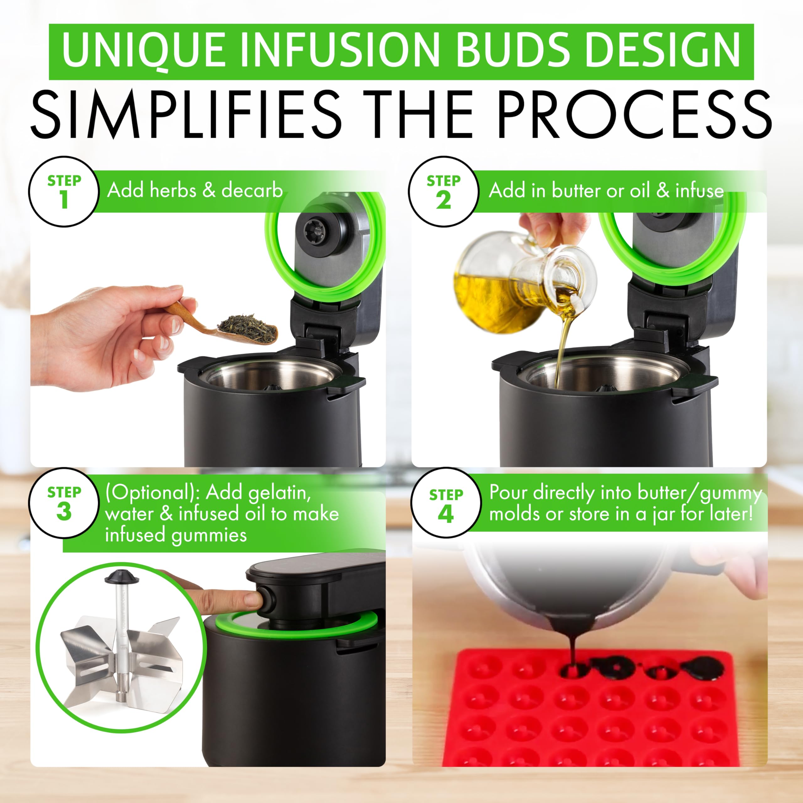 3-in-1 Magical Herb Infuser Machine, Decarboxylator & Gummy Maker - Make Infused Butter, Canna Oil, Edibles & More | Includes Recipe Book & Accessories | Perfect for Home Cooking, DIY Edibles & Herbal Remedies