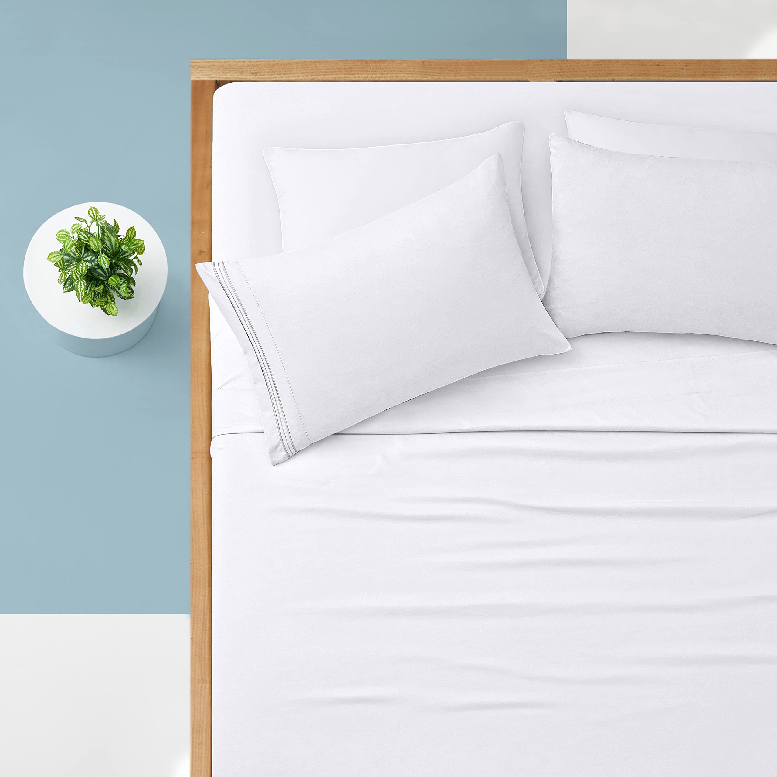 Manyshofu Extra Deep Pocket King Size Sheets - 1800 Thread Count Luxury Hotel Bedding Set with Pillowcases - Soft Microfiber for Mattresses up to 24