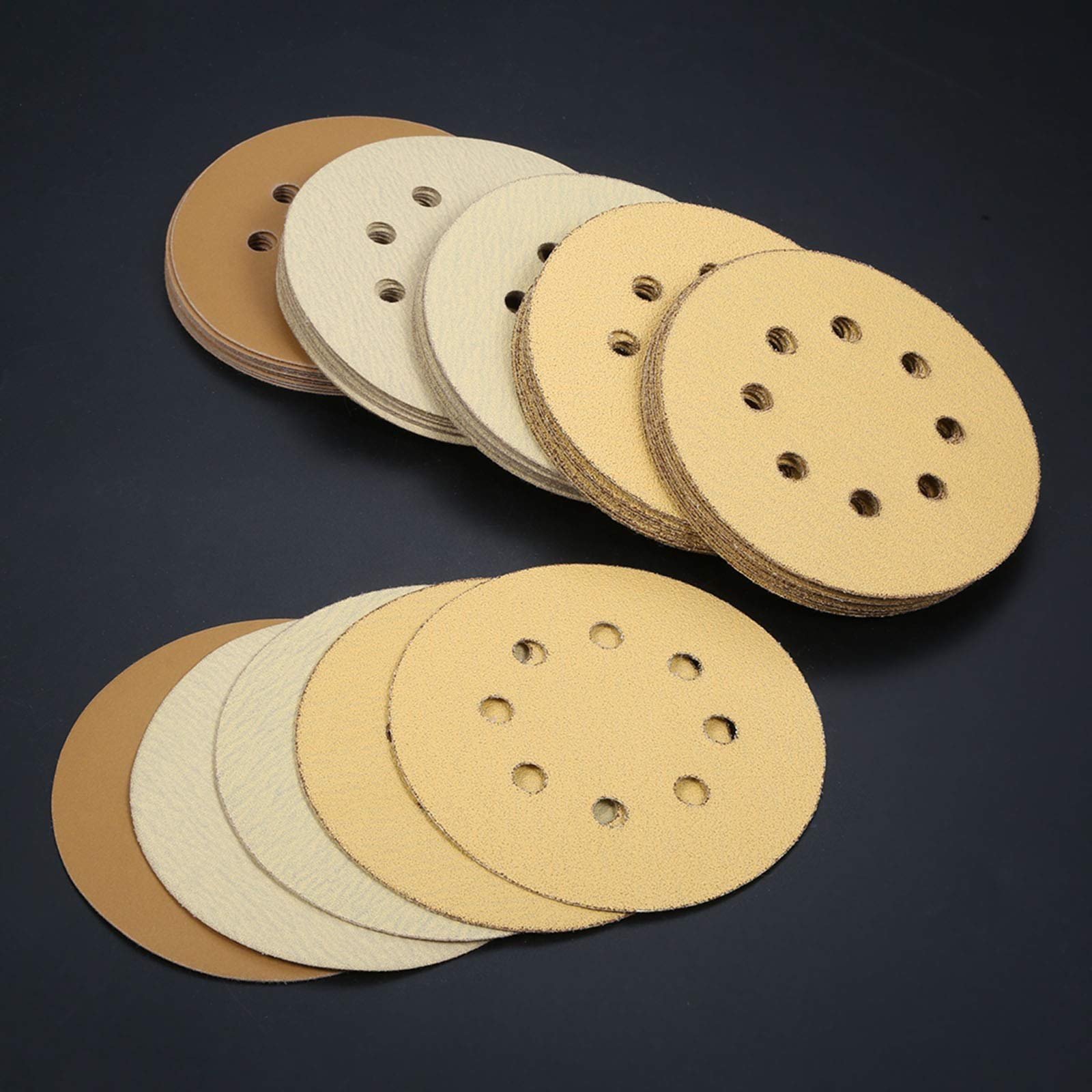 10pcs 5 Inch 125mm Round Sanding Discs with 8 Holes - 60-220 Grit Sandpaper for Wood, Metal & Auto Polishing - Durable Buffing Pads for Angle Grinder & Drill - Perfect for DIY Projects & Professional Finishing (Grit 80)