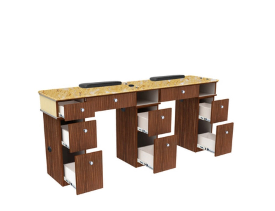 Verona II Professional Nail Table with Double Workstation - Perfect for Salon, Spa & Home Manicure/Pedicure Services