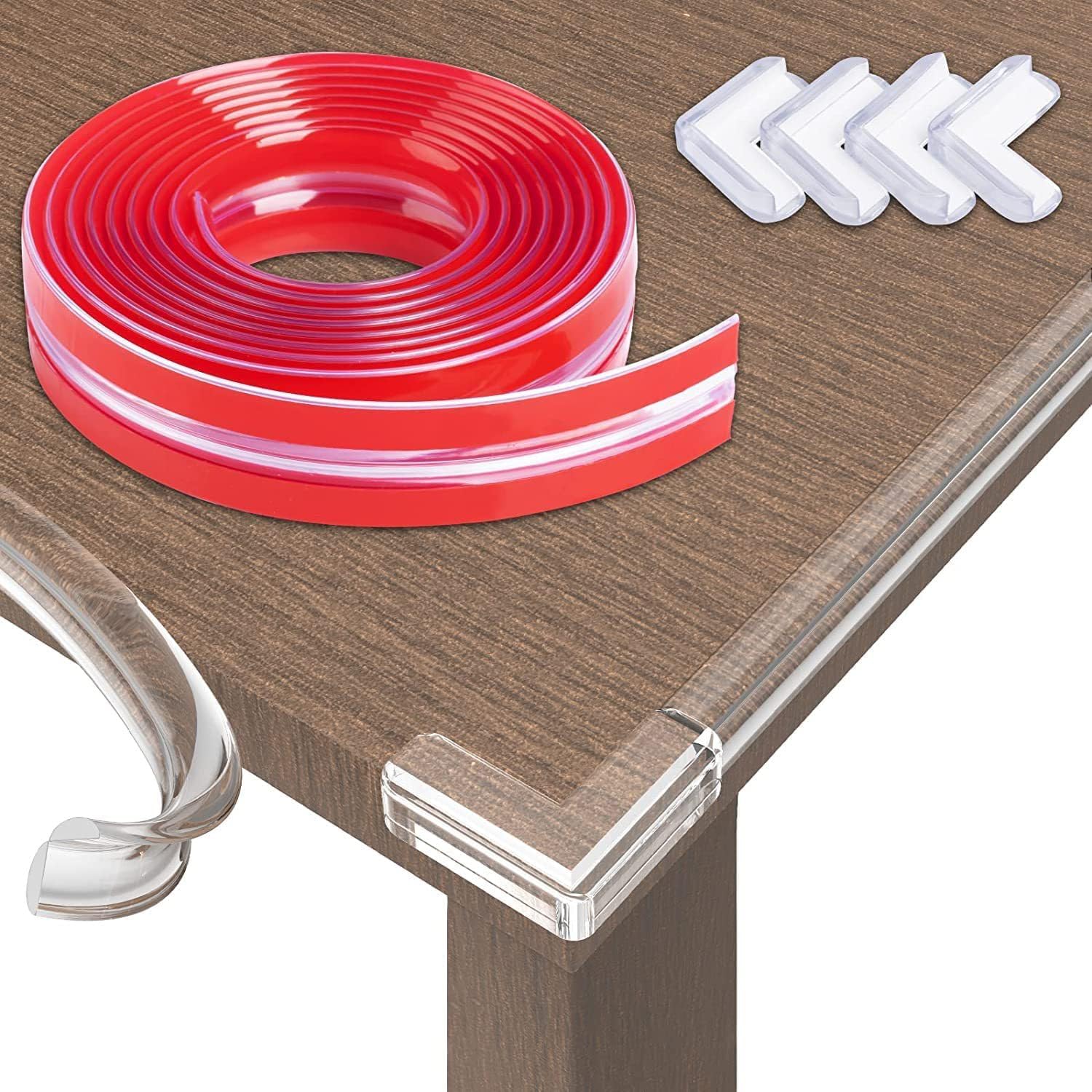 YAWALL 3M Clear Baby Proofing Edge Protectors - Soft Corner Guards with Strong Pre-Taped Adhesive for Doors, Cabinets, Tables & Furniture | Child Safety Home Protection for Toddlers & Kids