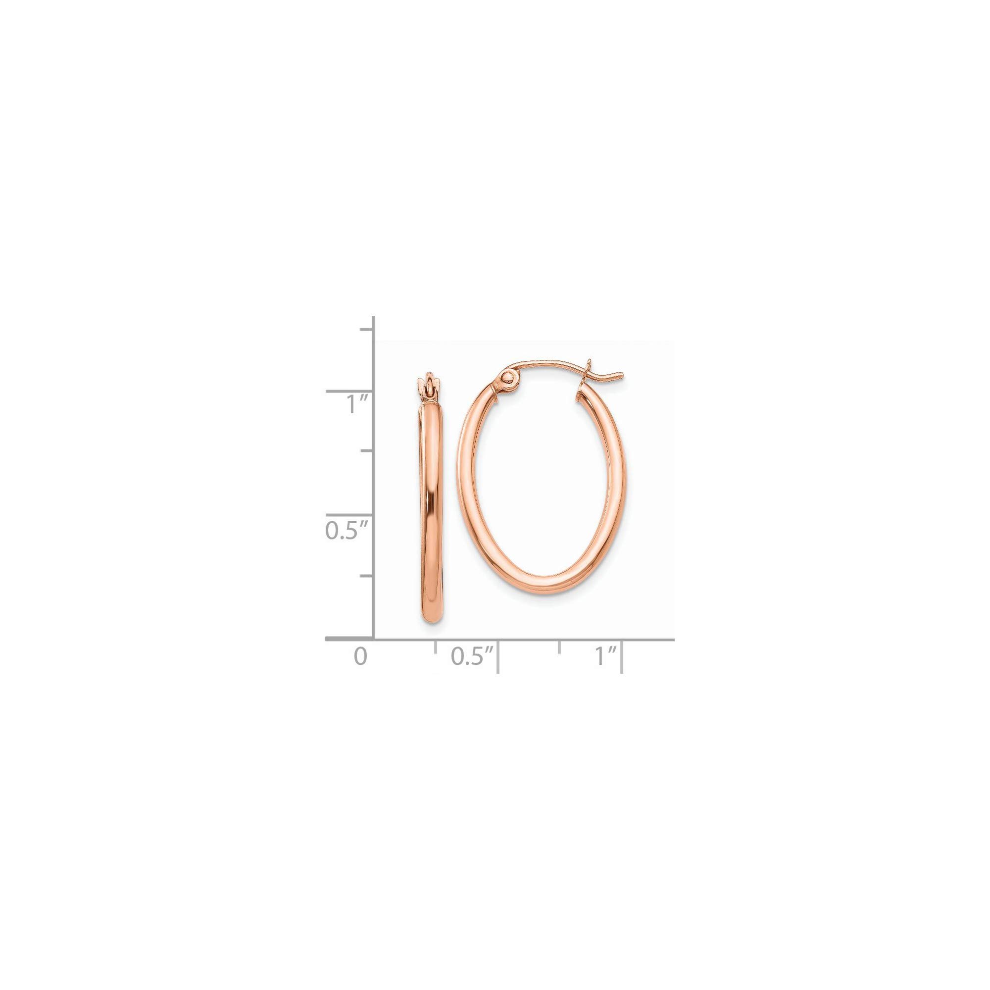 14K Rose Gold Oval Hoop Earrings for Women - Dainty & Elegant Jewelry Gift for Her - Perfect for Weddings, Parties & Everyday Wear