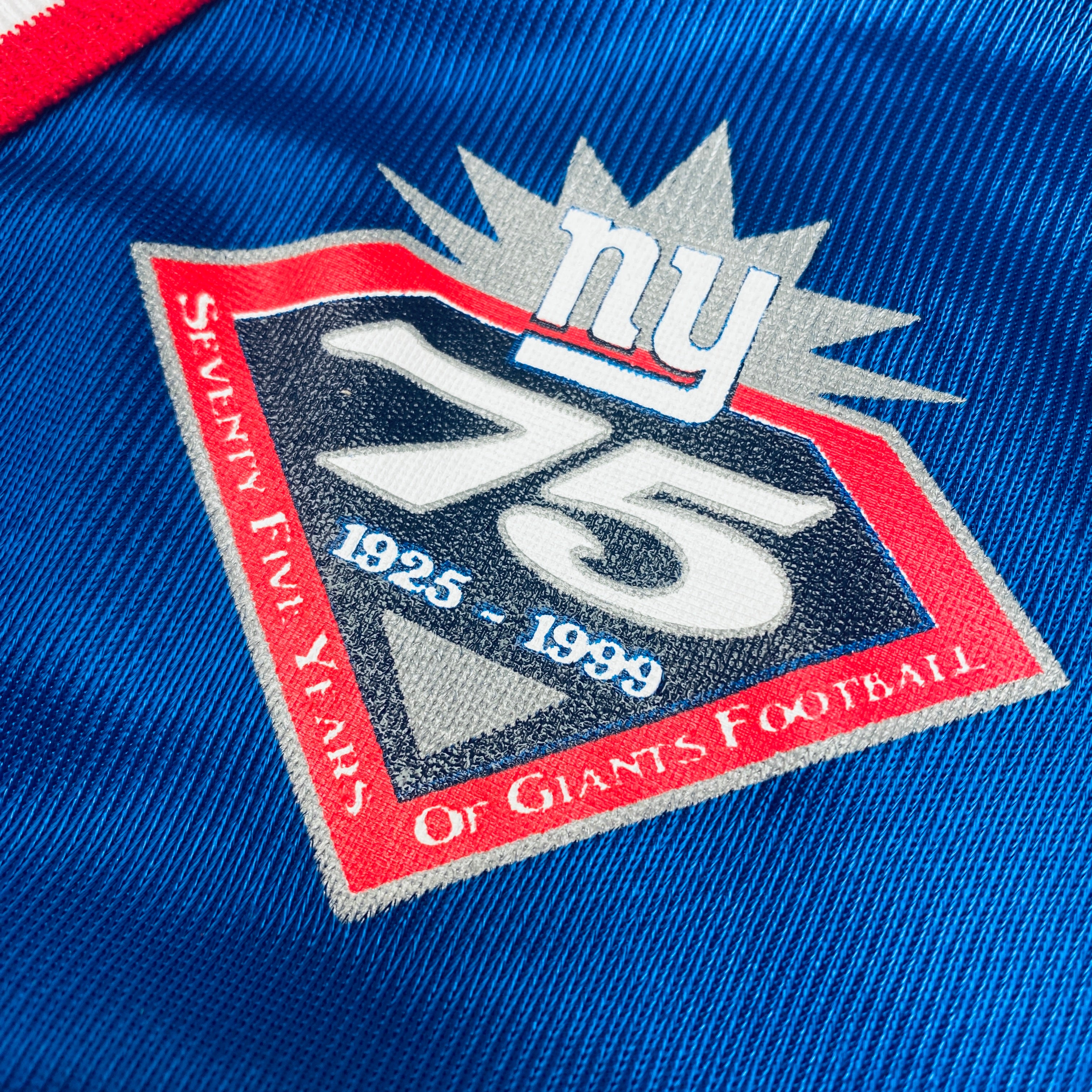 Authentic New York Giants Jason Sehorn 1999/00 Jersey with 75 Seasons Patch - XXL Size - Perfect for NFL Fans, Game Day & Sports Memorabilia Collectors