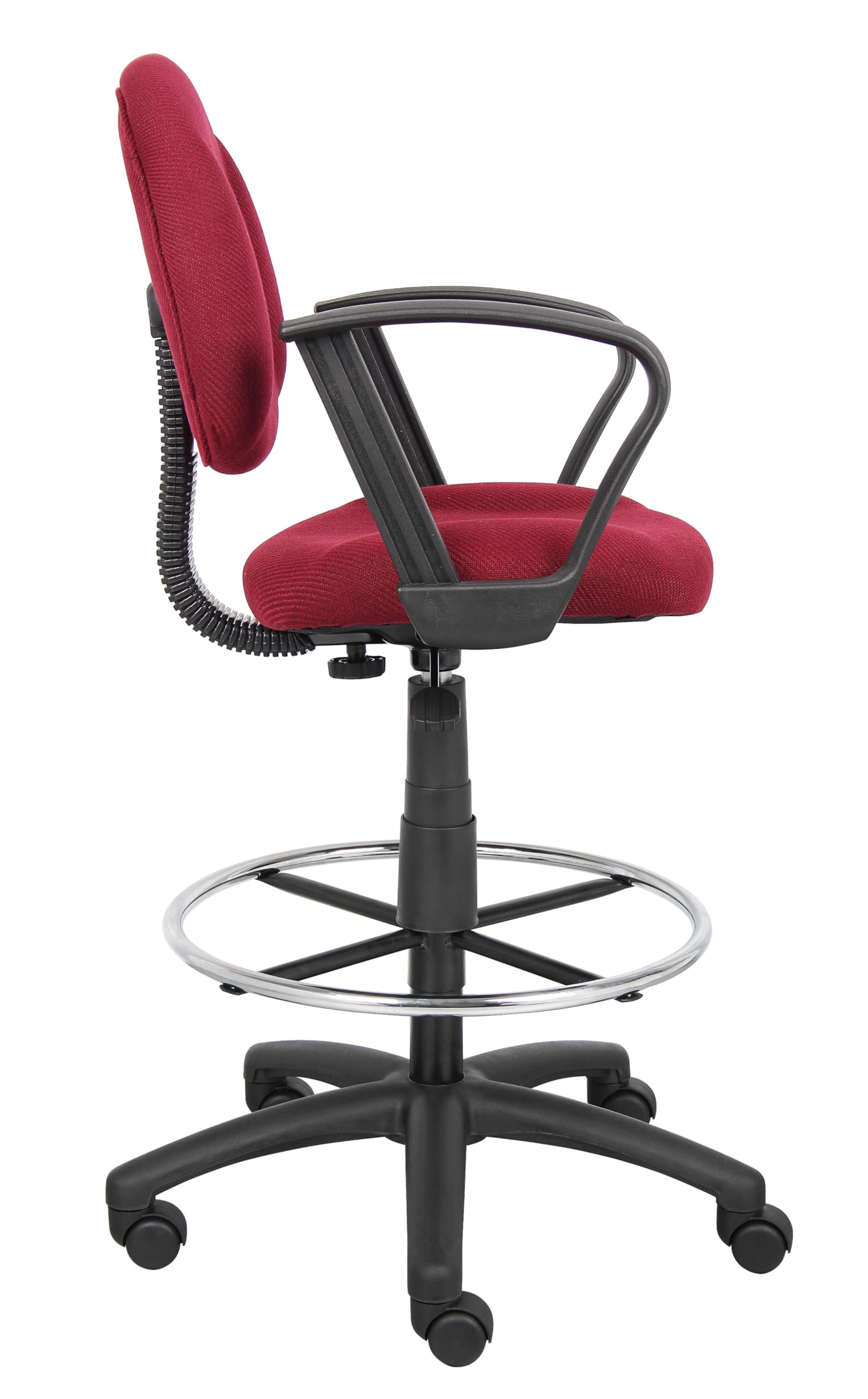 Ergonomic Drafting Chair with Loop Arms - Adjustable Office Chair for Comfort & Support - Burgundy Workspace Seating for Artists, Designers & Long Hours at Desk