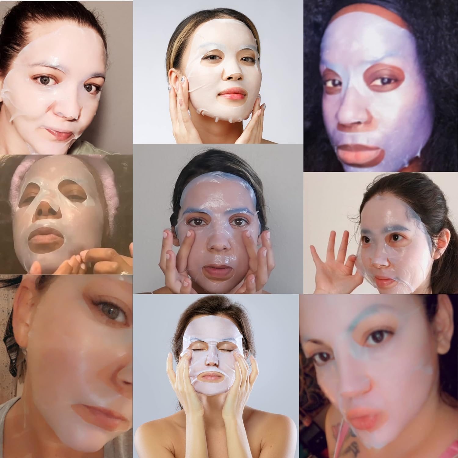 LIPOFIX Bio-Cellulose Face Mask - Hydrating & Anti-Aging Korean Skincare Treatment with Collagen for Wrinkle Reduction & Brightening (5 Pack) | Perfect for Night Routine, Spa Day & Travel Skincare Essentials