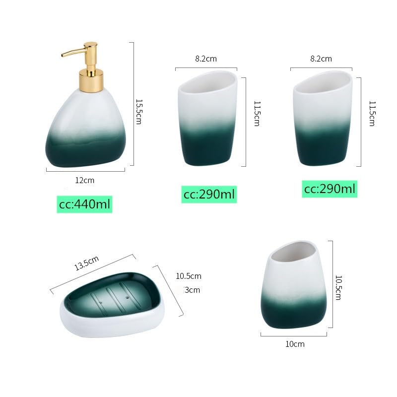 Ceramic Toothbrush Holder & Lotion Bottle Set - Modern Bathroom Organizer with Soap Dispenser - Home Washroom Decor for Vanity Countertop, Sink Area & Guest Bathroom
