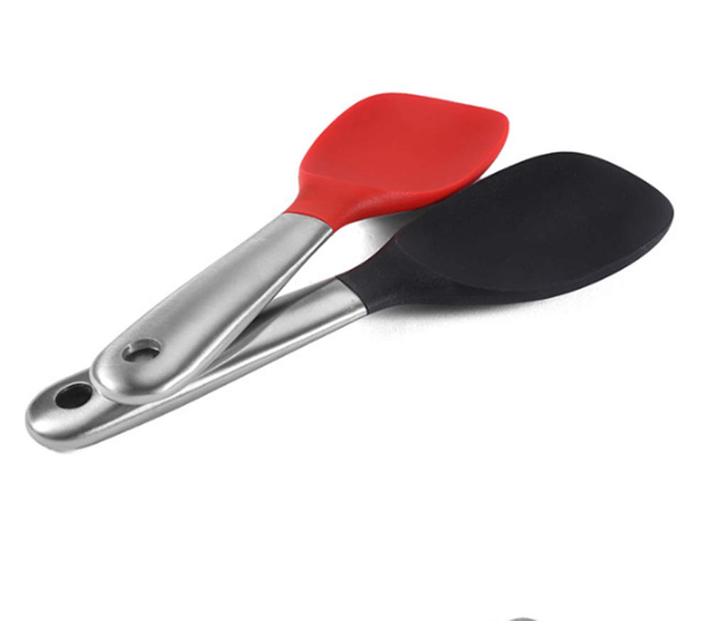 AKOAK 1 Pack Stainless Steel Silicone Rice Spoon - Non-Stick, Durable & Eco-Friendly Kitchen Utensil for Cooking Rice, Mashed Potatoes, Stir-Frying & Serving - Perfect for Home, Restaurant & Camping Use (Red)