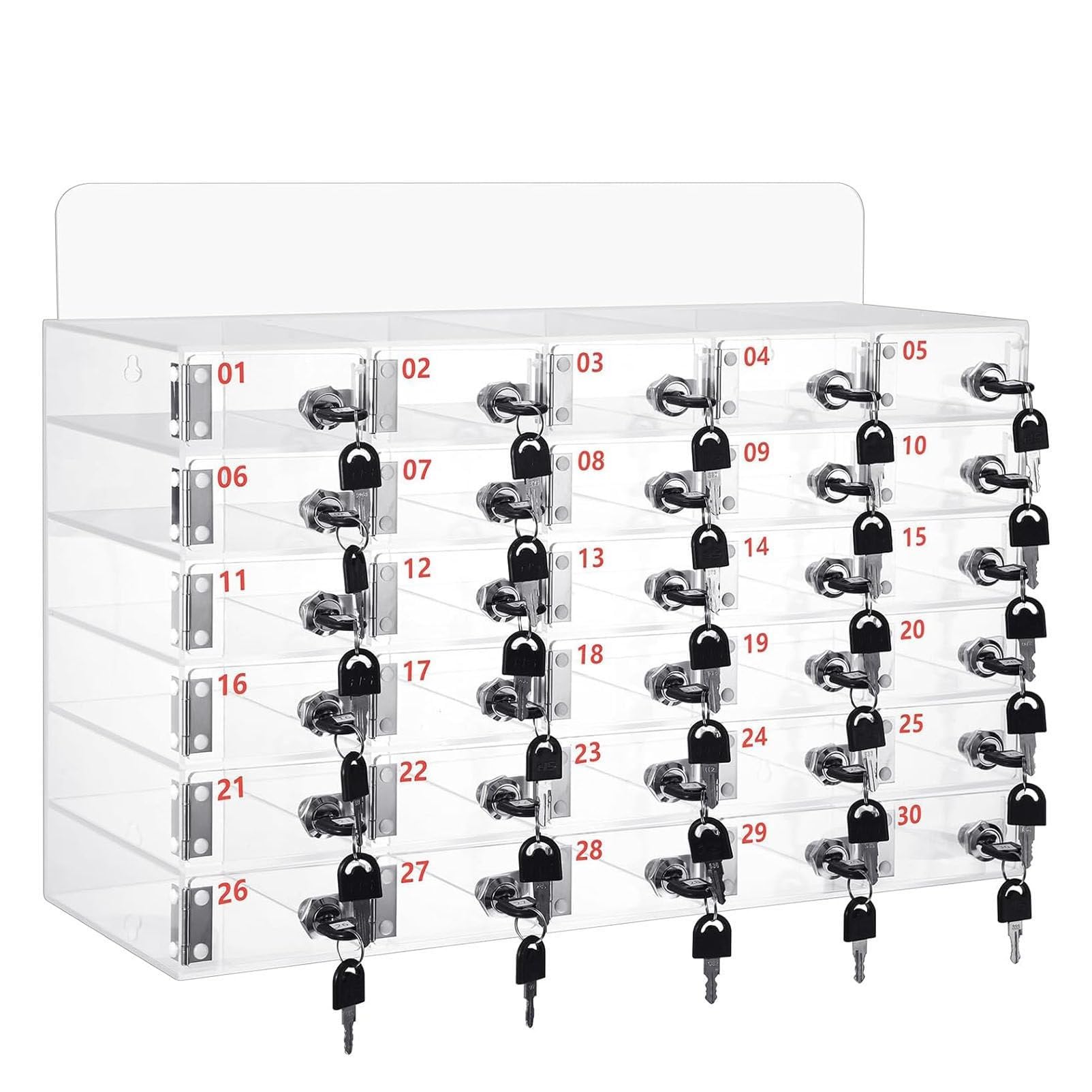Wall-Mounted Phone Safe Deposit Box with Door Locks & Keys - 30-Slot Cell Phone Storage Cabinet for Office, Classroom, Retail Store & Public Spaces - Secure Mobile Device Organizer for Teachers, Employees & Customers