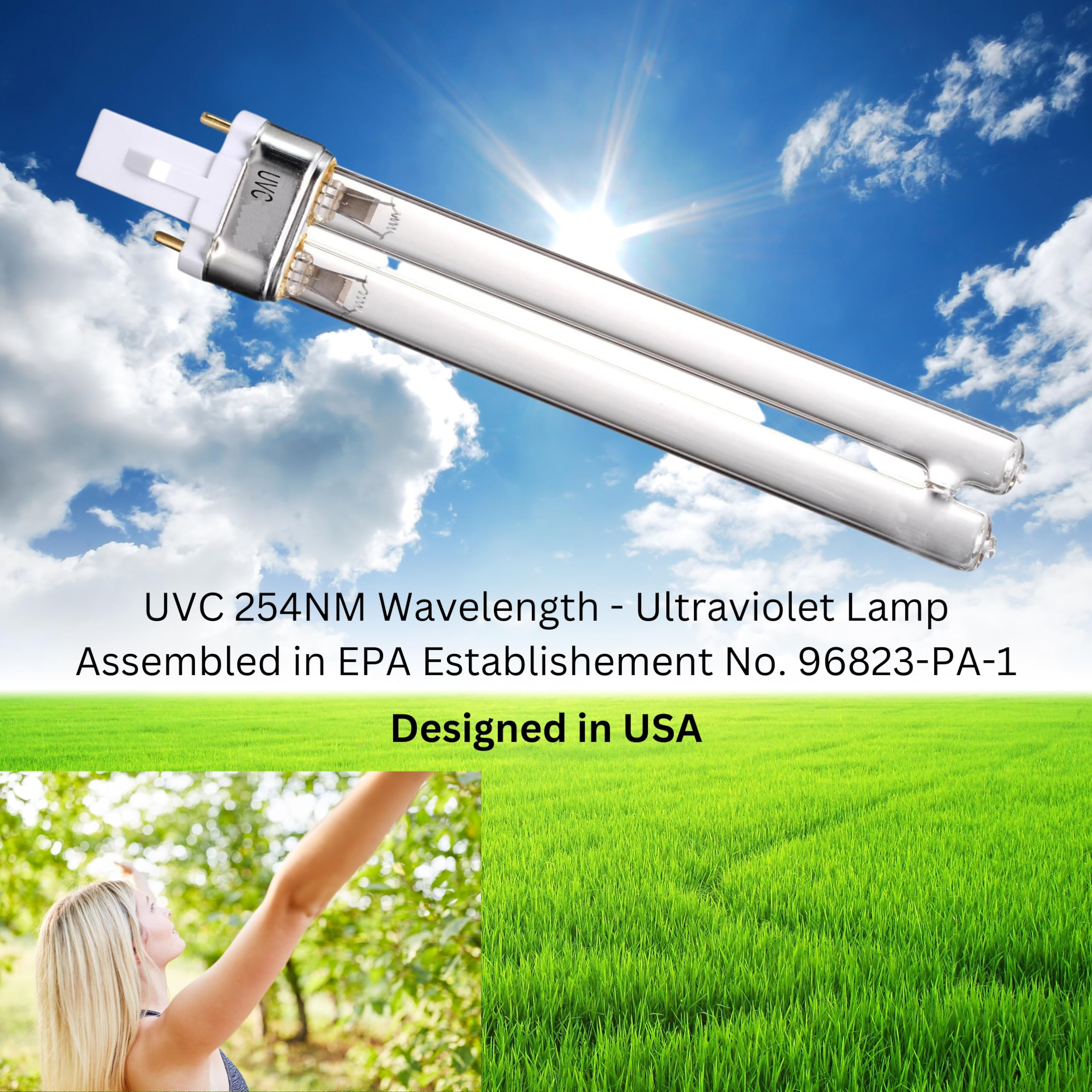 Lux Guardian Air F159A F159B 00498 UV Germicidal Bulb for Air Purifiers - Eliminates 99.9% of Germs & Bacteria - Perfect for Home, Office, and Hospital Air Purification Systems