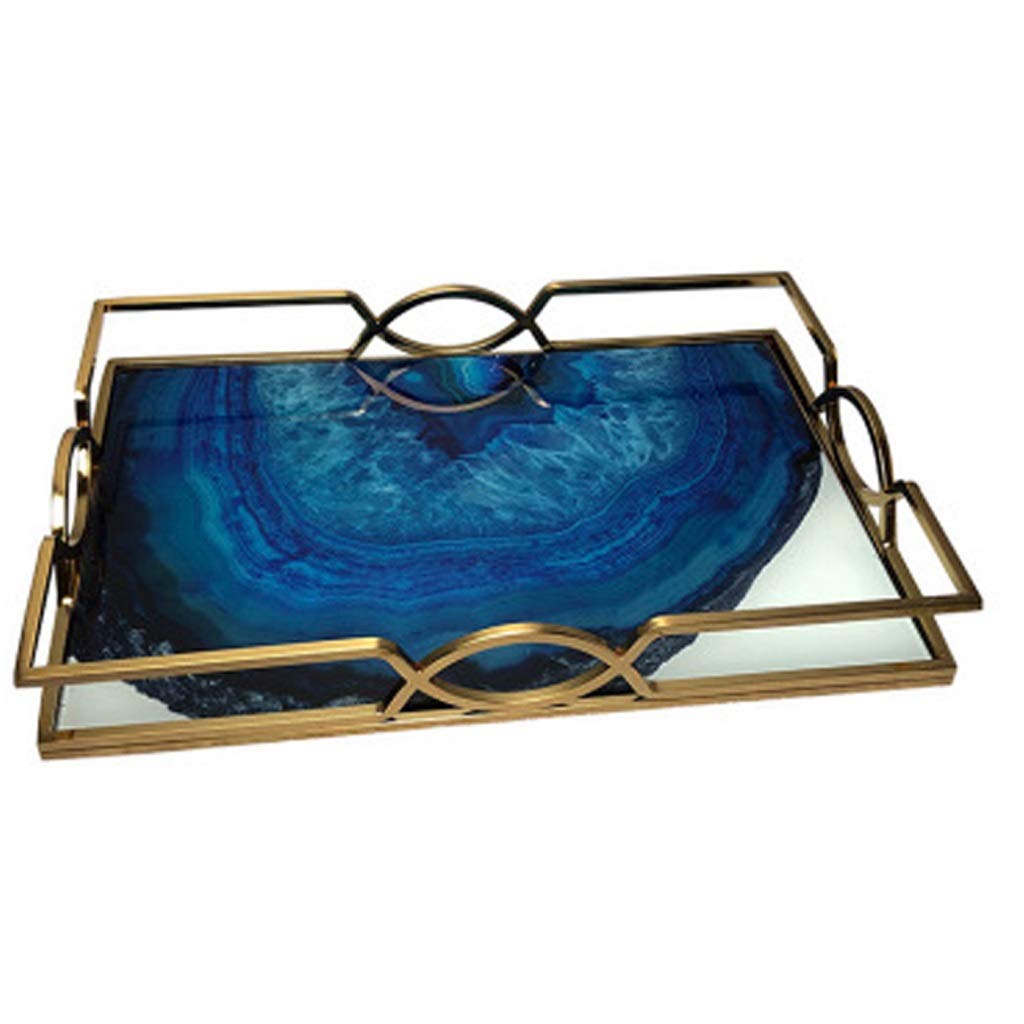 XYSQ Elegant Metal & Glass Decorative Tray - Multi-Purpose Storage for Jewelry, Keys, Coins | Perfect for Living Room, Bedroom & Bathroom Organization