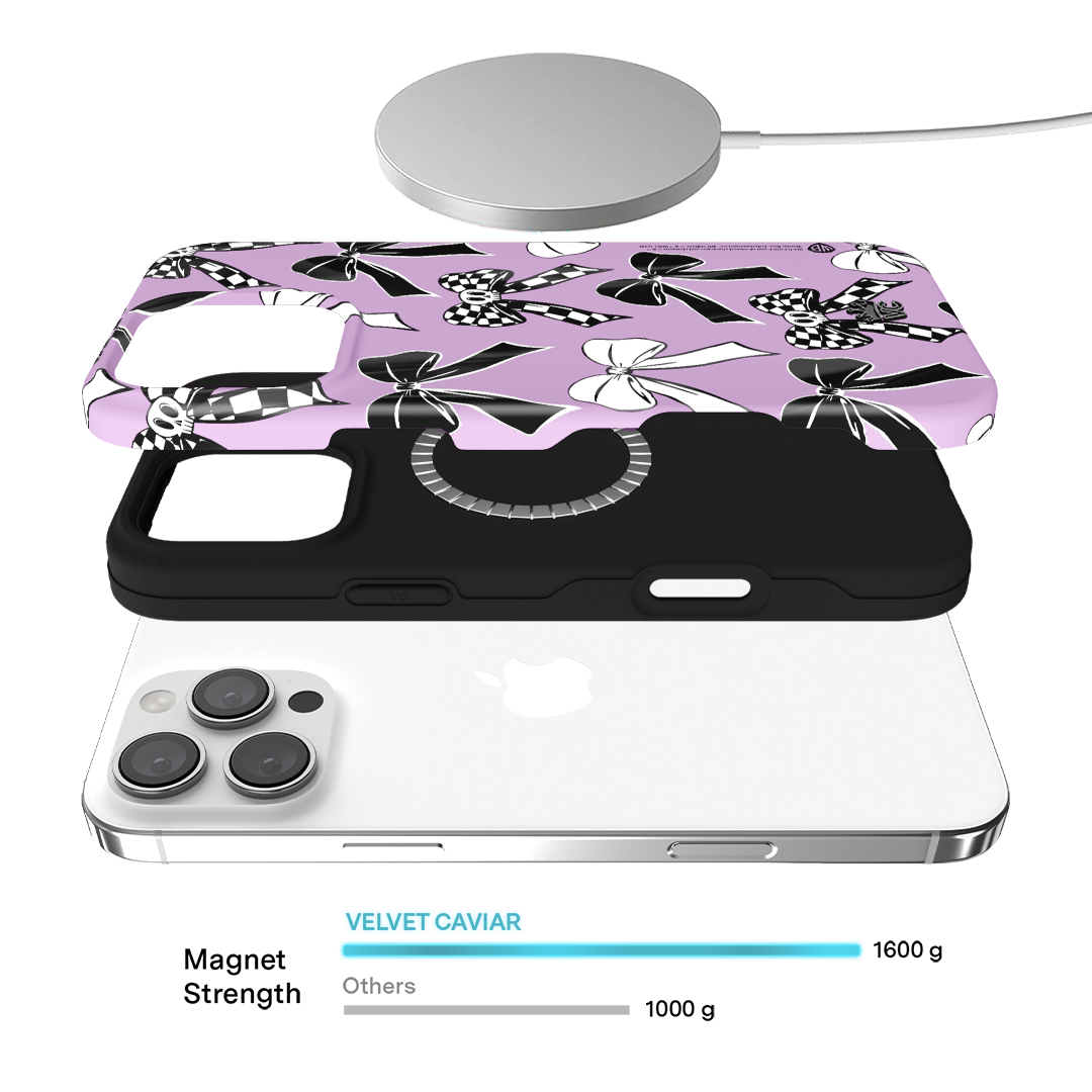 Beetlejuice Bows Design iPhone Case - Stylish & Protective Phone Cover for iPhone 13/14/15 Pro Max - Perfect for Halloween, Cosplay & Movie Fans