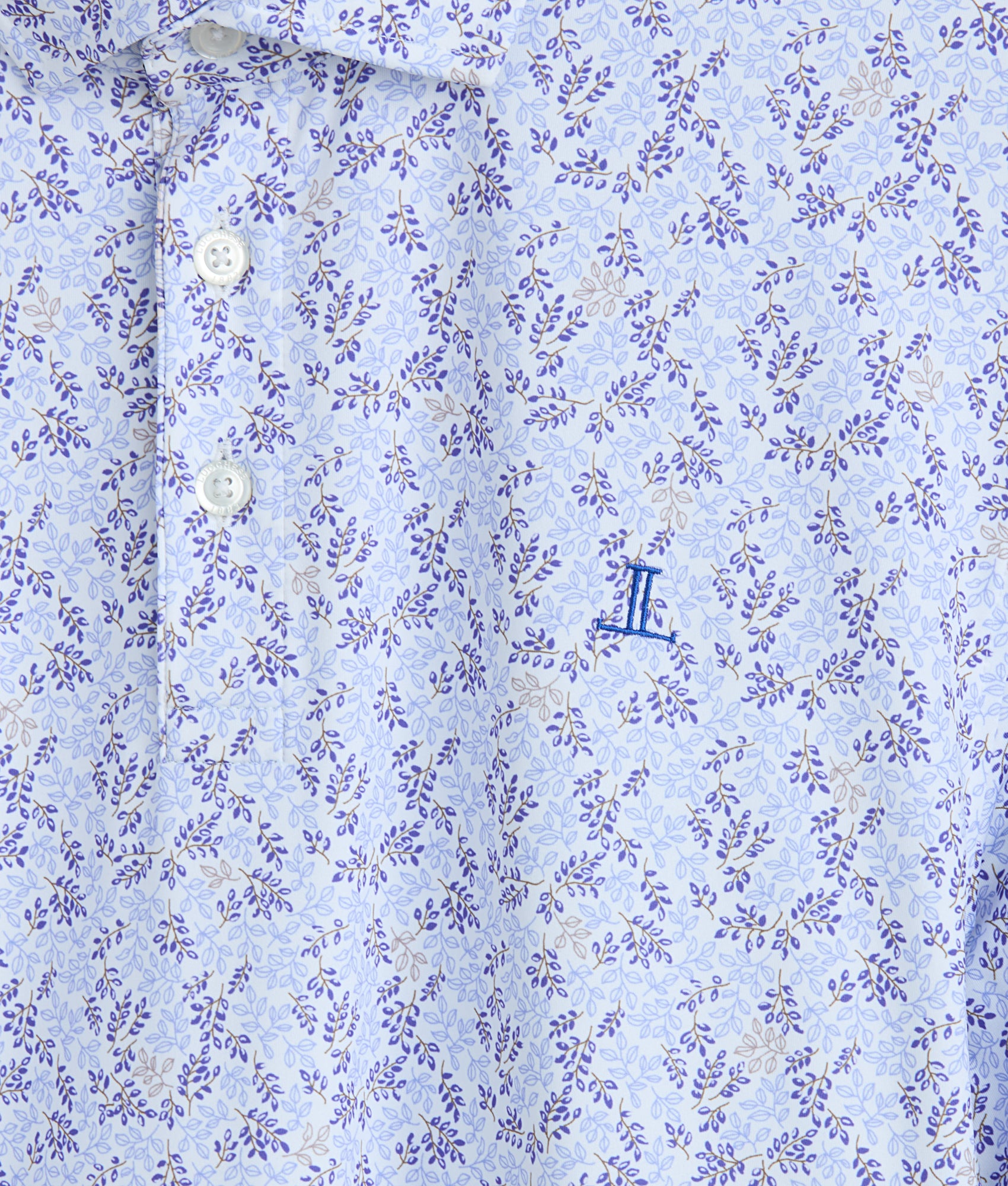 Lucchese Men's Golf Polo Shirt - Blue Leaf Print, Moisture-Wicking & Breathable for Comfort on the Golf Course | Perfect for Golfing, Casual Wear & Outdoor Activities